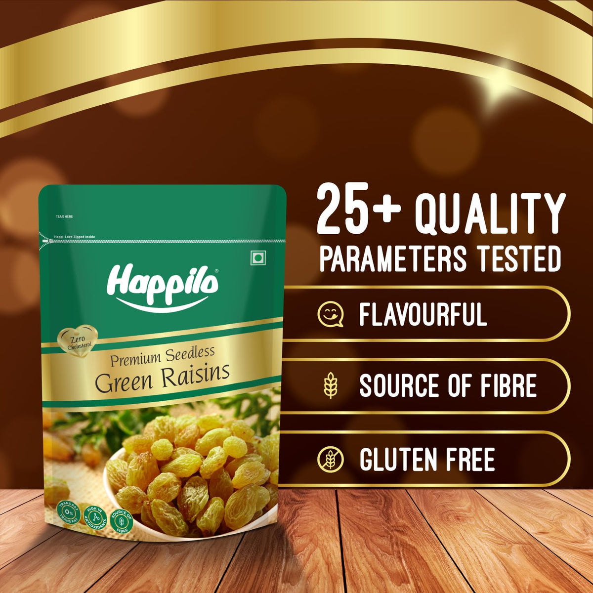 Happilo Premium Seedless Green Raisins 1 kg | Quality Kishmish/Kismis | Dry Fruits, Healthy Snacks | Rich in Iron & Vitamin B | Antioxidant Rich | Healthy Dry F
