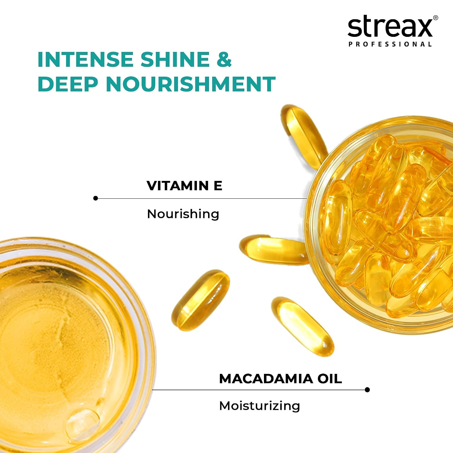 Streax Professional Vitariche Gloss Hair Serum,75 ml| Frizz-Free Hair | Enhance Shine and Smoothness | With Vitamin E & Macadamia Oil| | For All Hair Types