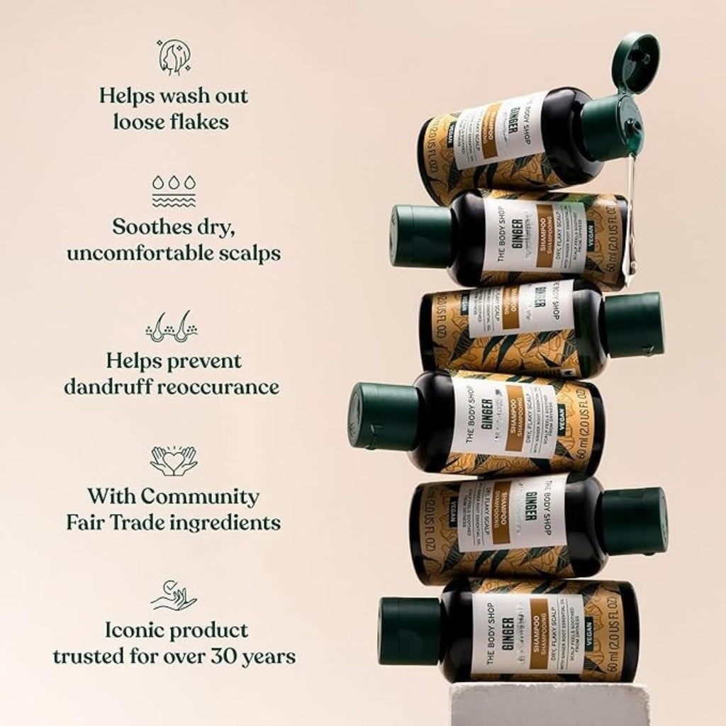 The Body Shop Ginger Scalp Care Shampoo, Dry, Flaky Scalp, With Ginger Root Essential Oil, Scalp Feels Soothed From Dryness, Vegan | 400 mL / 13.5 Oz