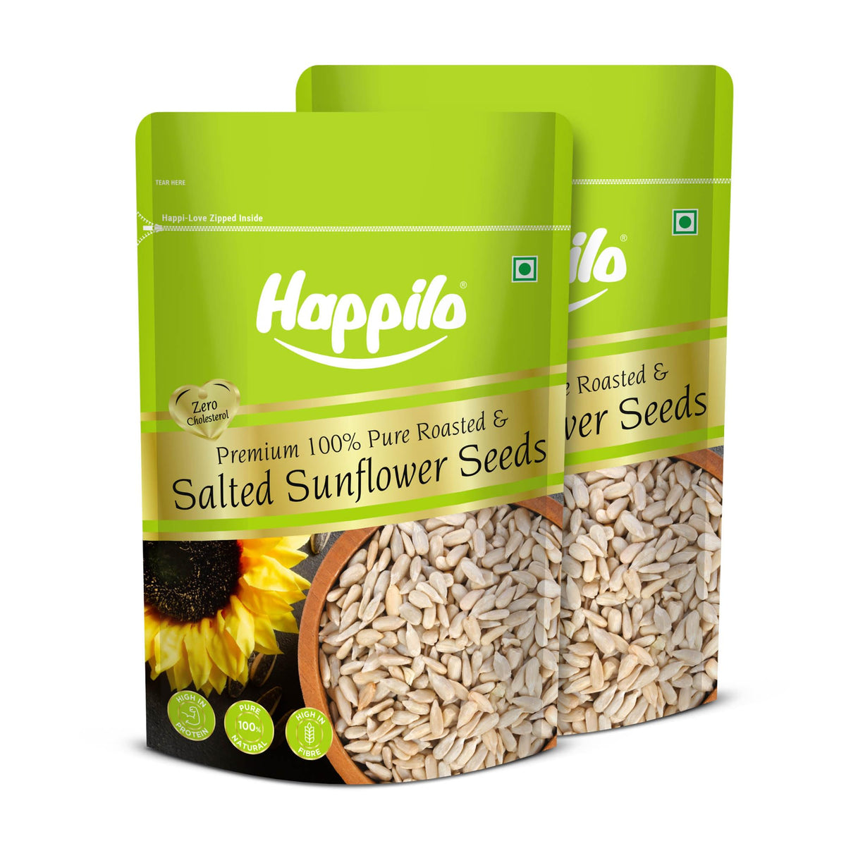 Happilo Premium Roasted and Salted Sunflower Seeds for Eating without Shell 250g, Healthy Protein Snack for Diet Food (Pack of 3) 250g (Pack of 3)
