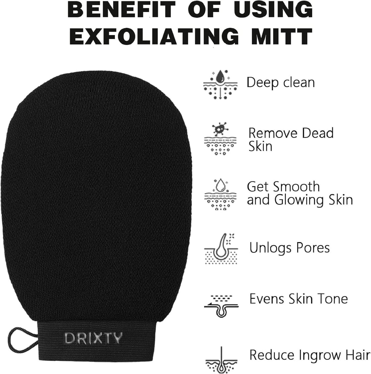 Exfoliating Body & Face Dead Skin Remover Body Scrubber Exfoliator Mitt for Use at Shower or Bath – Korean Style Exfoliating Women & Men Washcloth (Pack 1) (1)