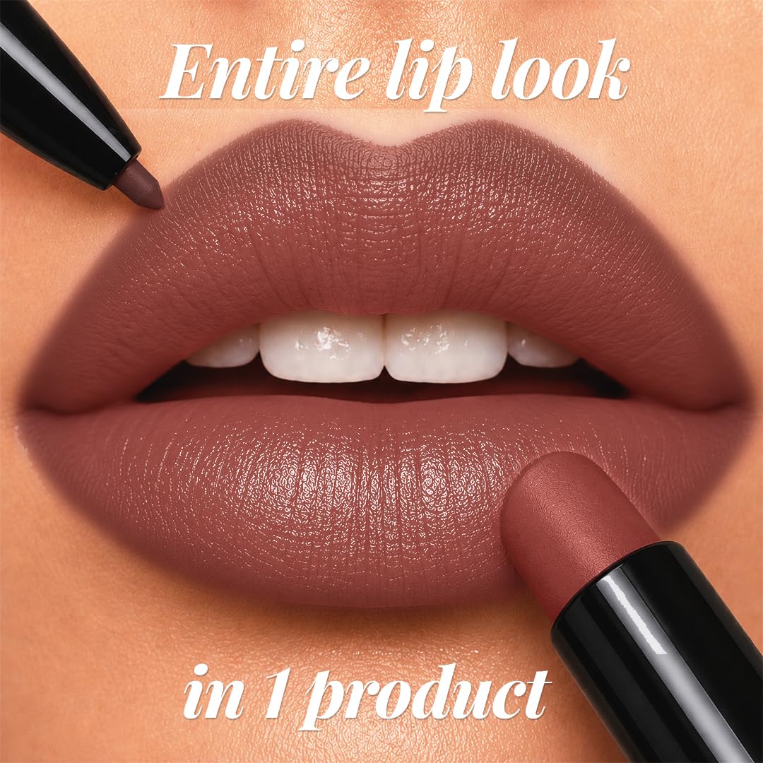Staze Twin Flame 2-in-1 Lipstick + Lip Liner Duo | High-shine Long Lasting Glossy Lipstick | Smooth Transfer-proof Matte Lip Liner | Perfectly Complementing Lip
