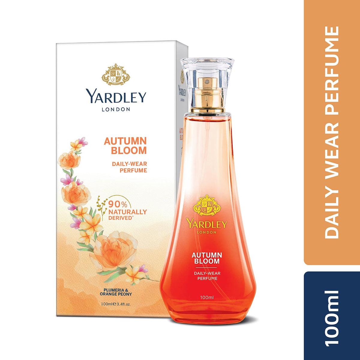 Yardley London Autumn Bloom Perfume Spray Floral Fruity Scent| 90% Naturally Derived| Plumeria & Orange Peony Perfume For Women| 100Ml Eau De Parfum (Edp)