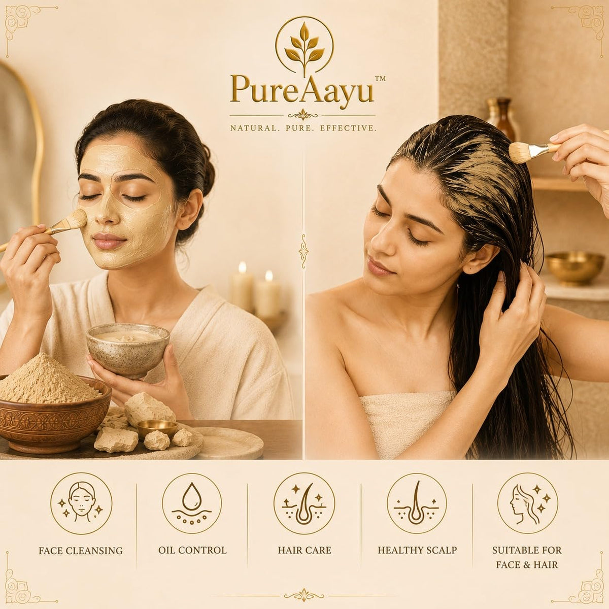 Natural Multani Mitti Powder 250g | Fuller’s Earth Clay for Face Pack & Hair Pack | Deep Cleansing Face Care for Oily Skin, Dirt & Excess Sebum | Skin & Scalp C