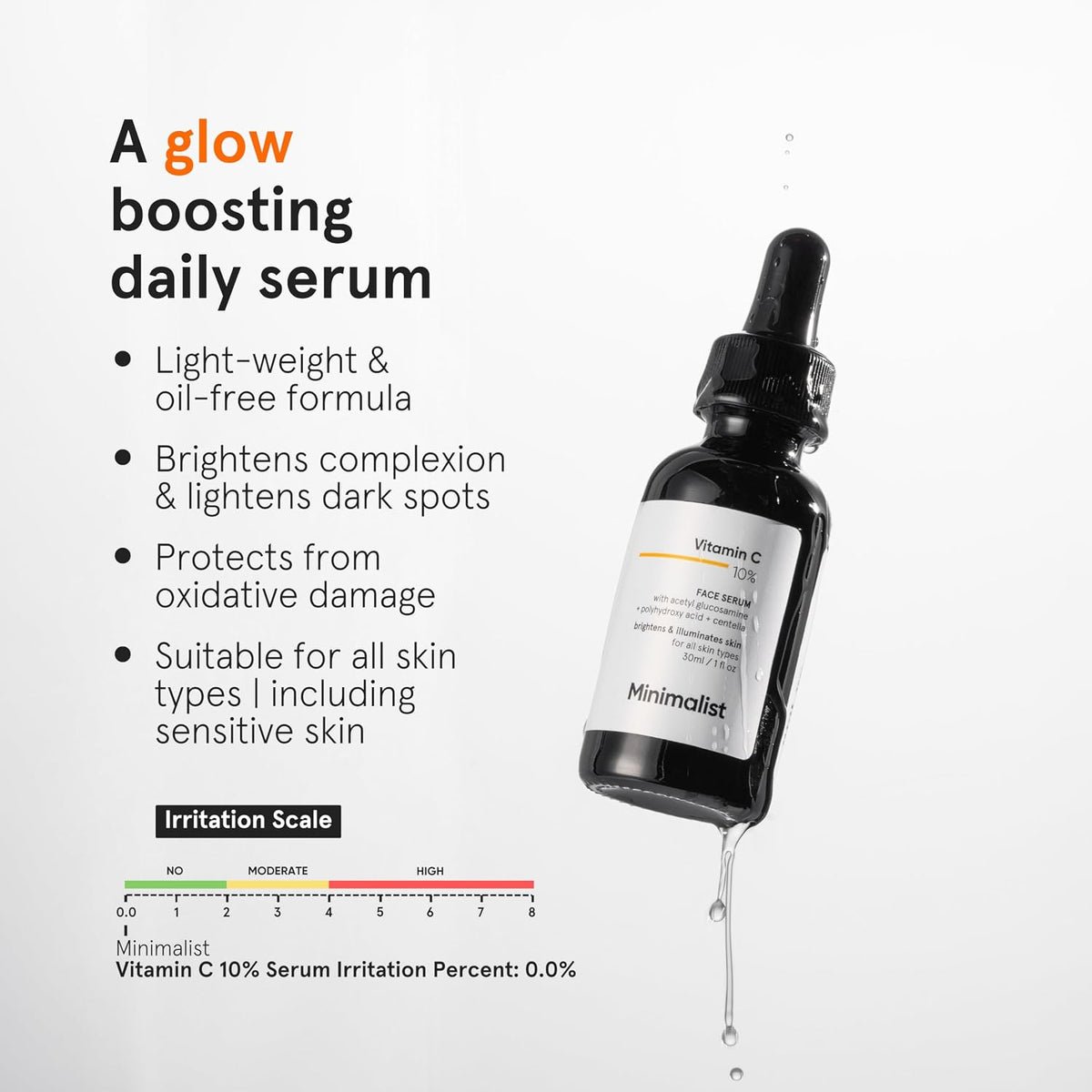 Minimalist 10% Advanced Vitamin C Serum for Glowing Skin | Brightening & Dark Spot Treatment | Treats Uneven Skin Tone, Dullness & UV Damage | Daily Face Serum