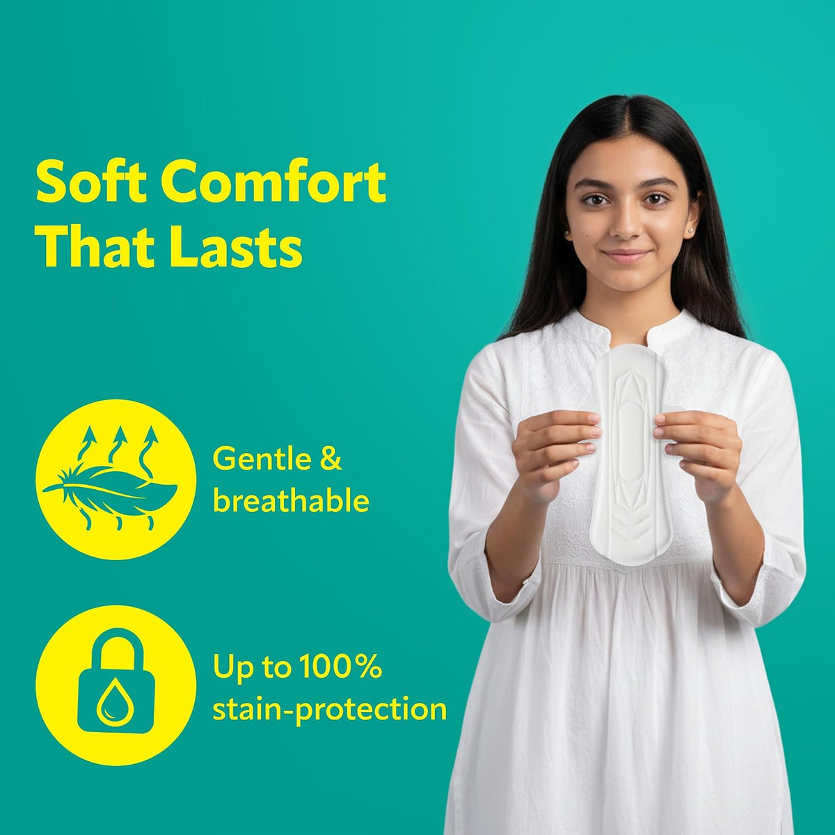 Evereve Comfort Sanitary Pads for Women, XL+ 320mm, Longest and Widest Day Pad, Thick Soft Fabric, Breathable Rash-Free Wear, Deep Absorption, Up to 100% Leak P