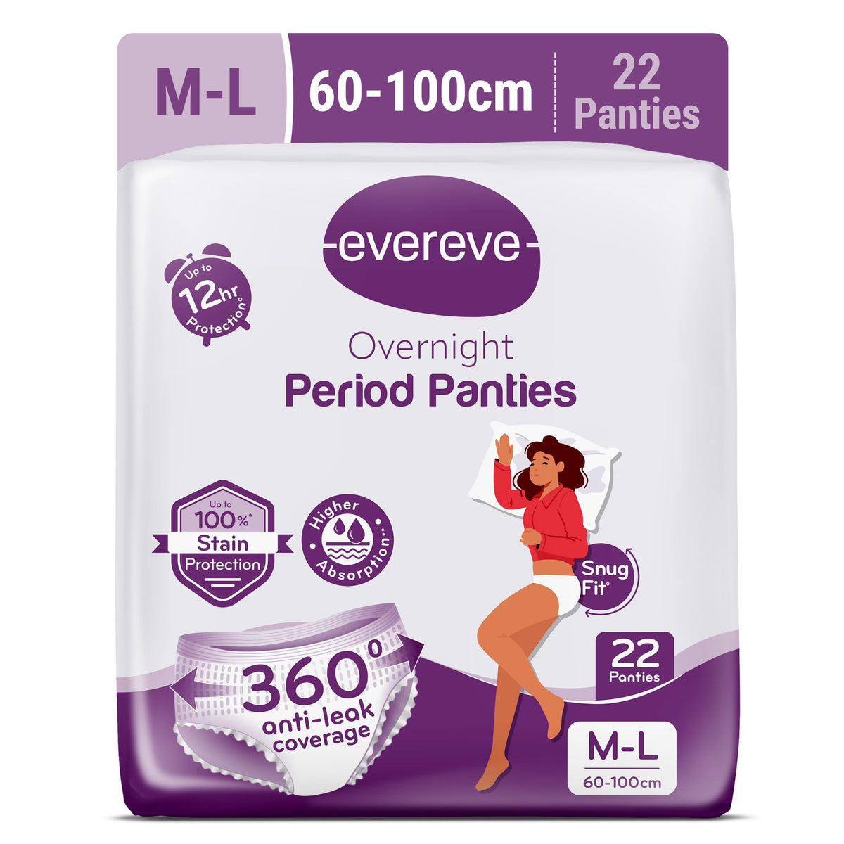 Evereve Period Panty For Girls & Women, (XXL-XXXL), 22 Pcs, 360 Degree Coverage, 0% Leaks, High Absorbency For Heavy Flow, Maternity Delivery Pads, Postpartum &
