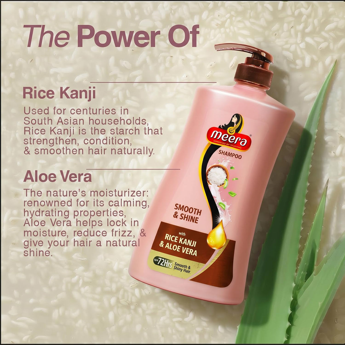 Meera Smooth & Shine Shampoo|Rice Kanji & Aloe Vera| 650ml 650 ml (Pack of 1)