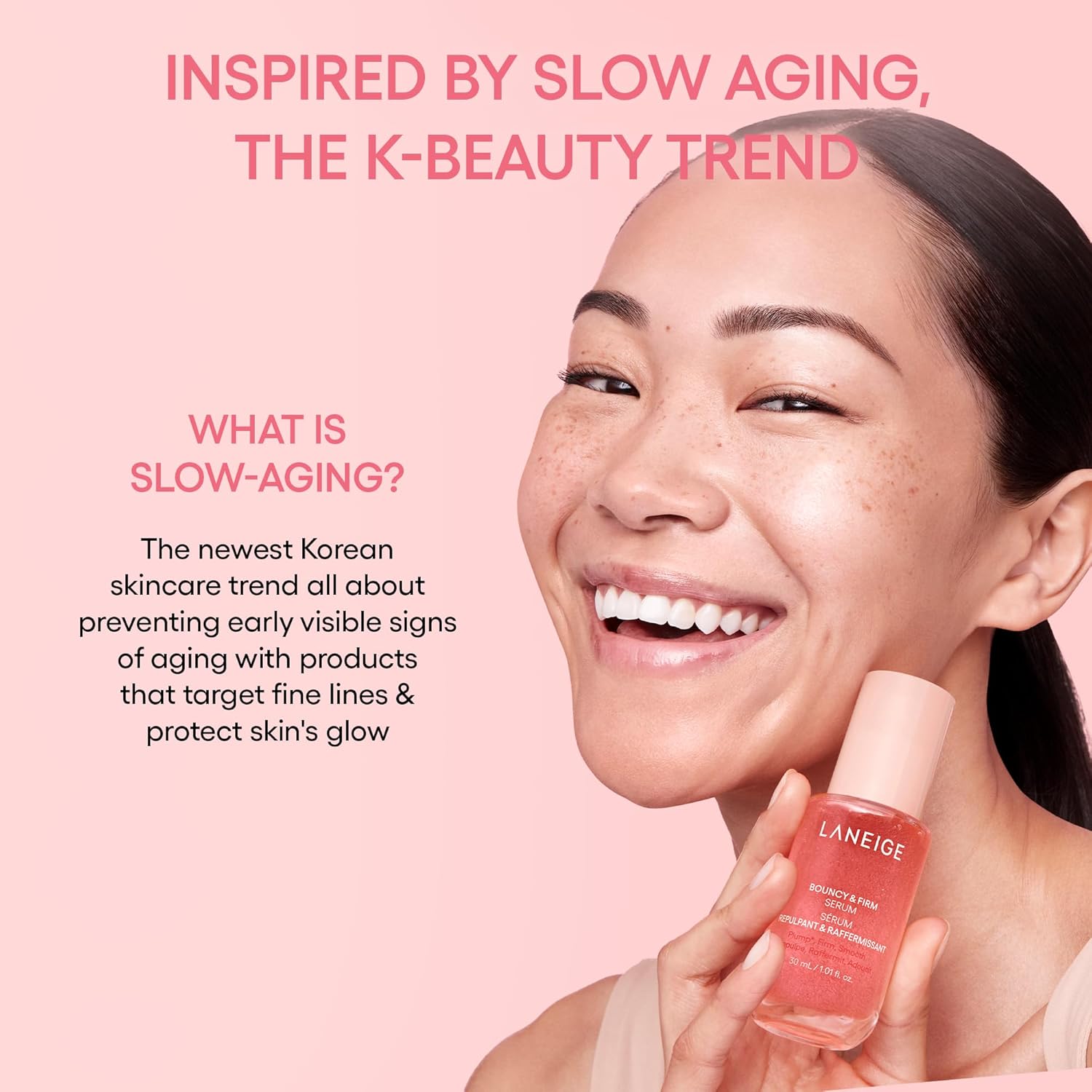 Laneige Bouncy & Firm Radiance Boosting Serum with Peony & Collagen and Peptides for Hydrated and Firm Skin | Instant Glow