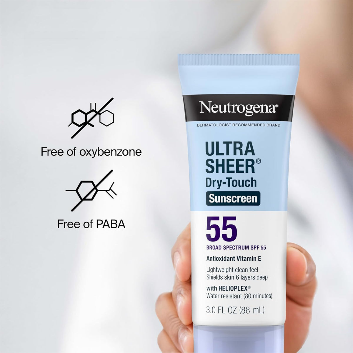 Neutrogena Ultra Sheer Dry-Touch Sunscreen Lotion SPF 55, 3 fl oz 3 Fl Oz (Pack of 1) SPF 55
