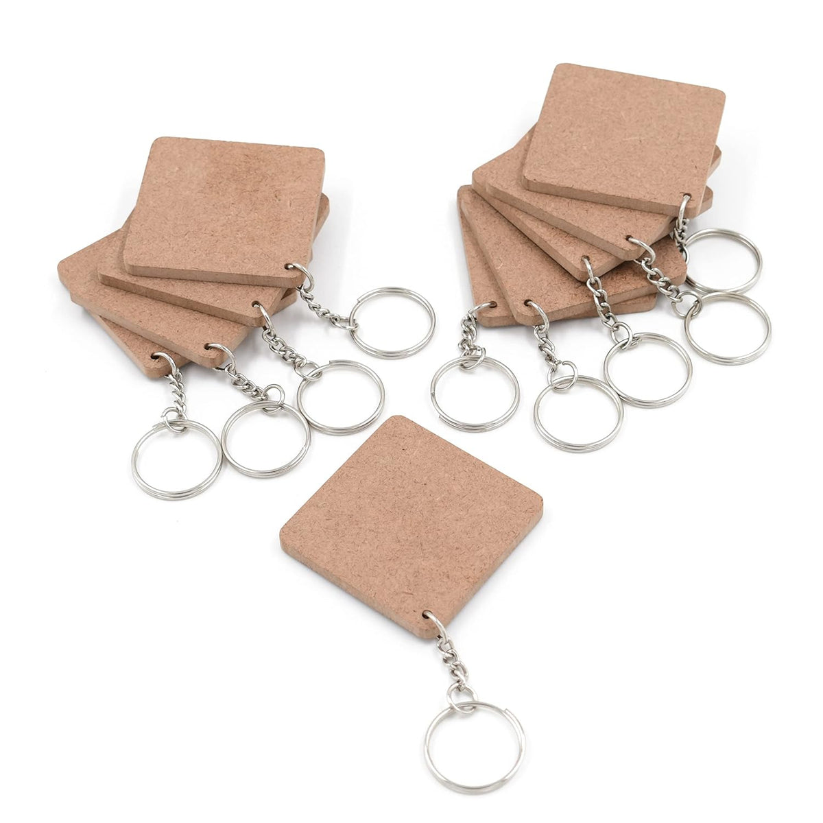 IVEI Diy Mdf Key Chains - Mdf Plain Square Key Chains - Set Of 20-2 In X 2 In (Non - Primer, Mixed), Beige Non - Primer Mixed