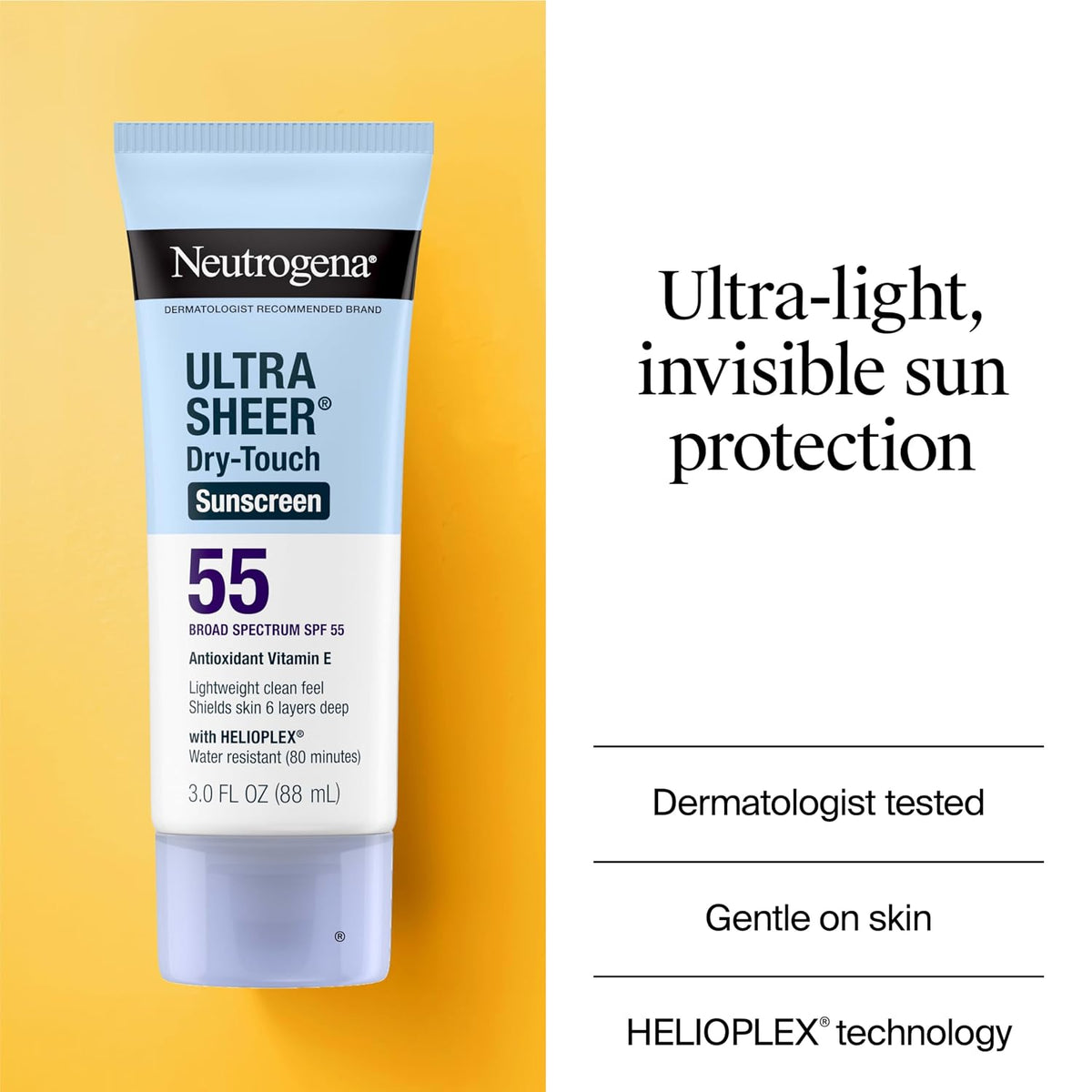 Neutrogena Ultra Sheer Dry-Touch Sunscreen Lotion SPF 55, 3 fl oz 3 Fl Oz (Pack of 1) SPF 55