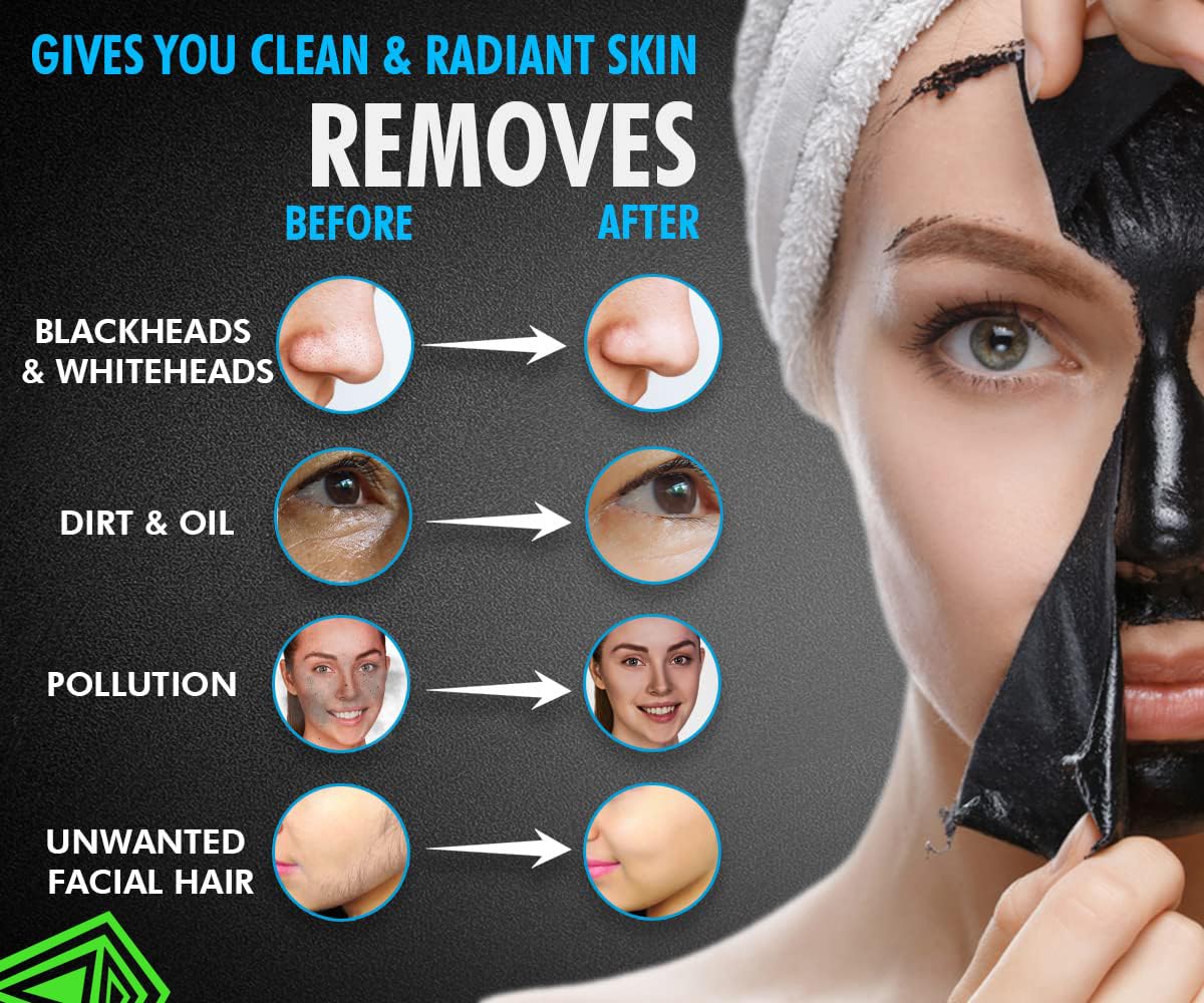 UrbanGabru Charcoal Black Peel Off Mask for Men & Women | Removes Blackheads and Whiteheads | Active Cooling Effect | Deep Skin Purifying Cleansing (60 gm) 60 G