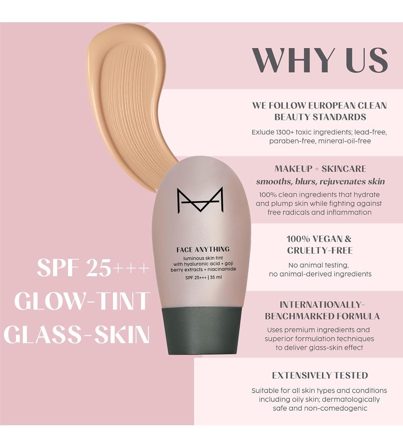 House Of Makeup Face Tint with Hyaluronic Acid, Niacinamide | B B Cream for Women, Men, All | Makeup for Women | CC Cream For Oily Skin | 35 ml (M10-Medium Skin Tone)