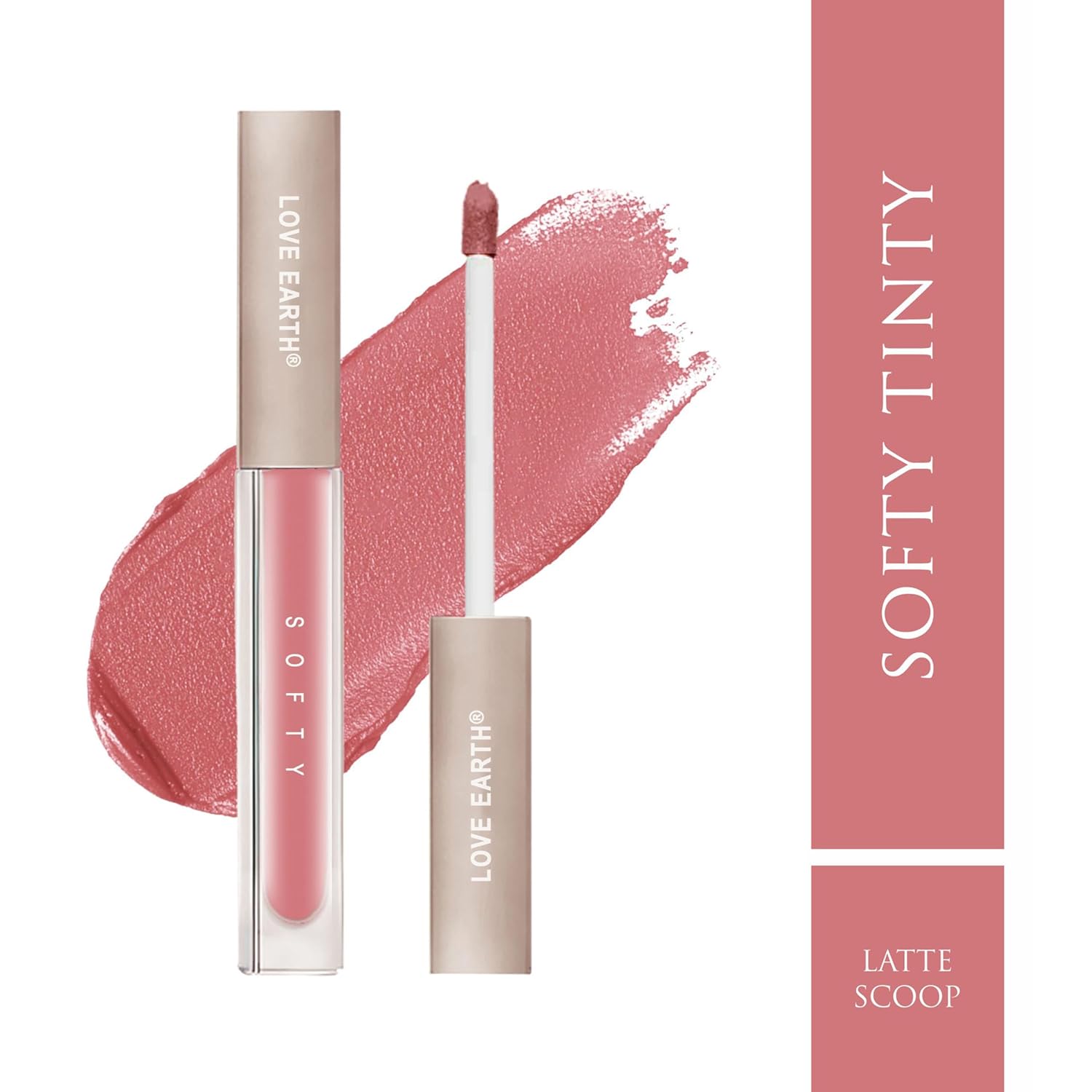 Love Earth Softy Tinty Lipstick - Latte Scoop| Vitamin E, Squalane & Peptides Infused Hydrating Lip Tint - 1.5ML
