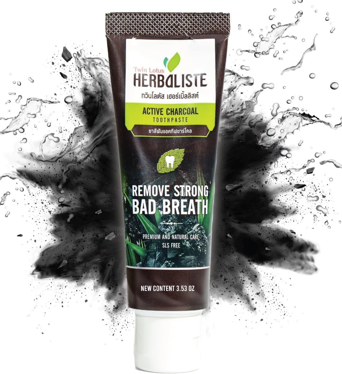 Twin Lotus Active Charcoal Toothpaste Herbaliste Triple Action 100g (3.52 Oz) X 1 Tube