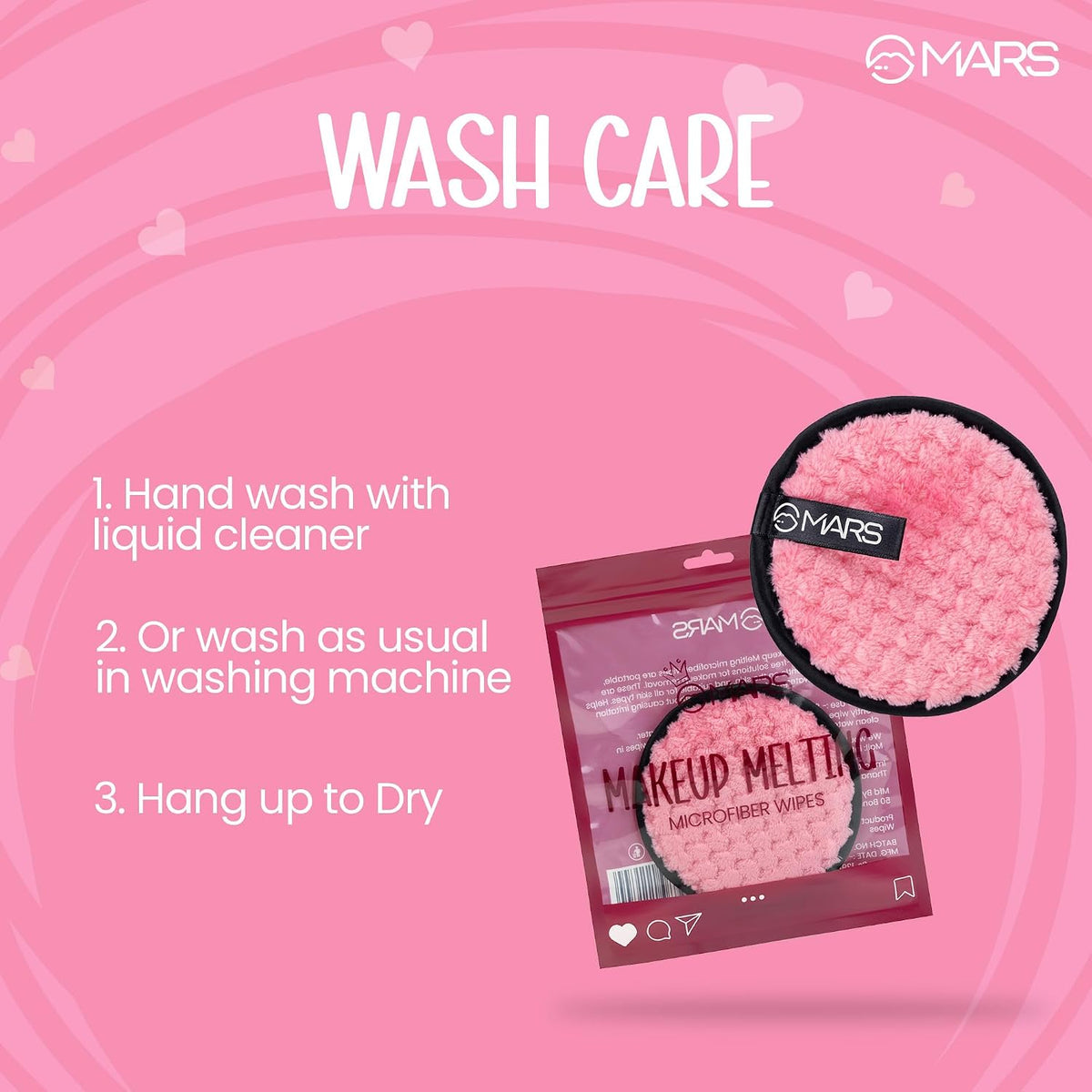 MARS Makeup Melting Microfiber Wipes| Reusable | Effortlessly Removes Waterproof makeup | Gentle on Skin | All Skin Types (Pack of 1)