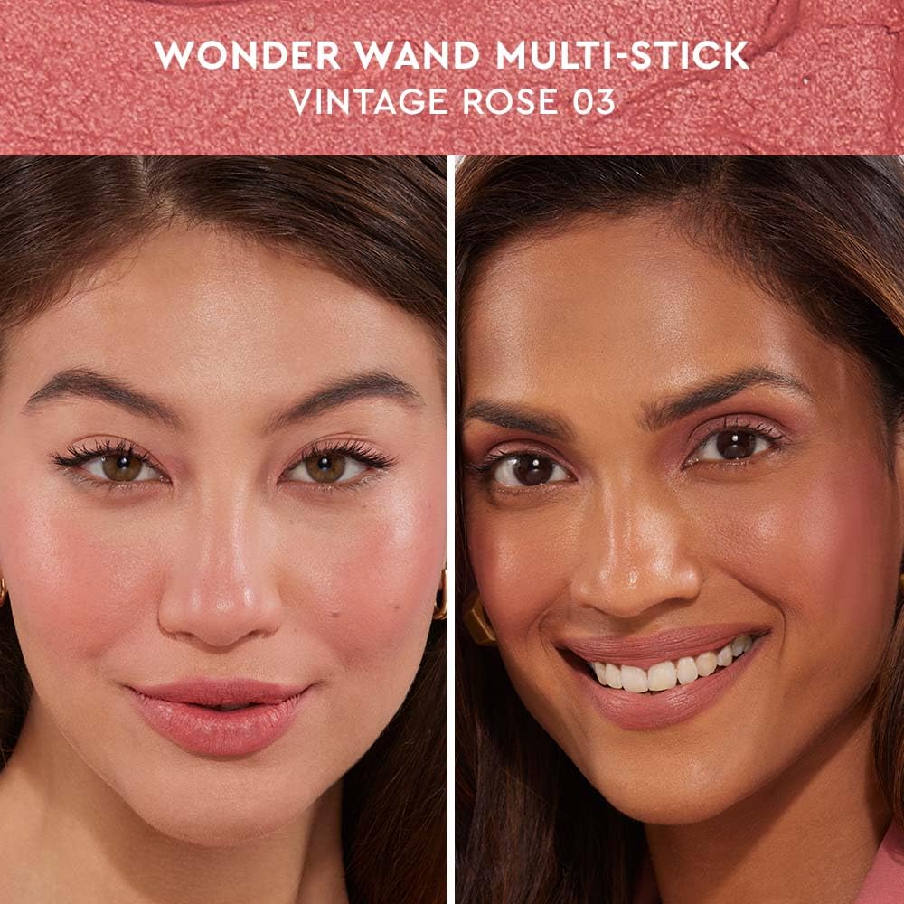 Kiro Wonder Wand Multi-Stick – Vintage Rose, 7.5g | 3-in-1 Stick - Blush, Eyeshadow & Lip Tint | Creamy, Weightless & Long-Lasting | Infused with Rosehip, Avocado & Moringa Oil