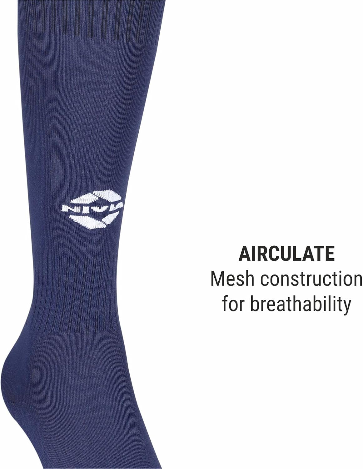 Nivia Plain Encounter Football Socks for Men and Women Knee Length Football Socks Sports Socks N. Blue/White Medium