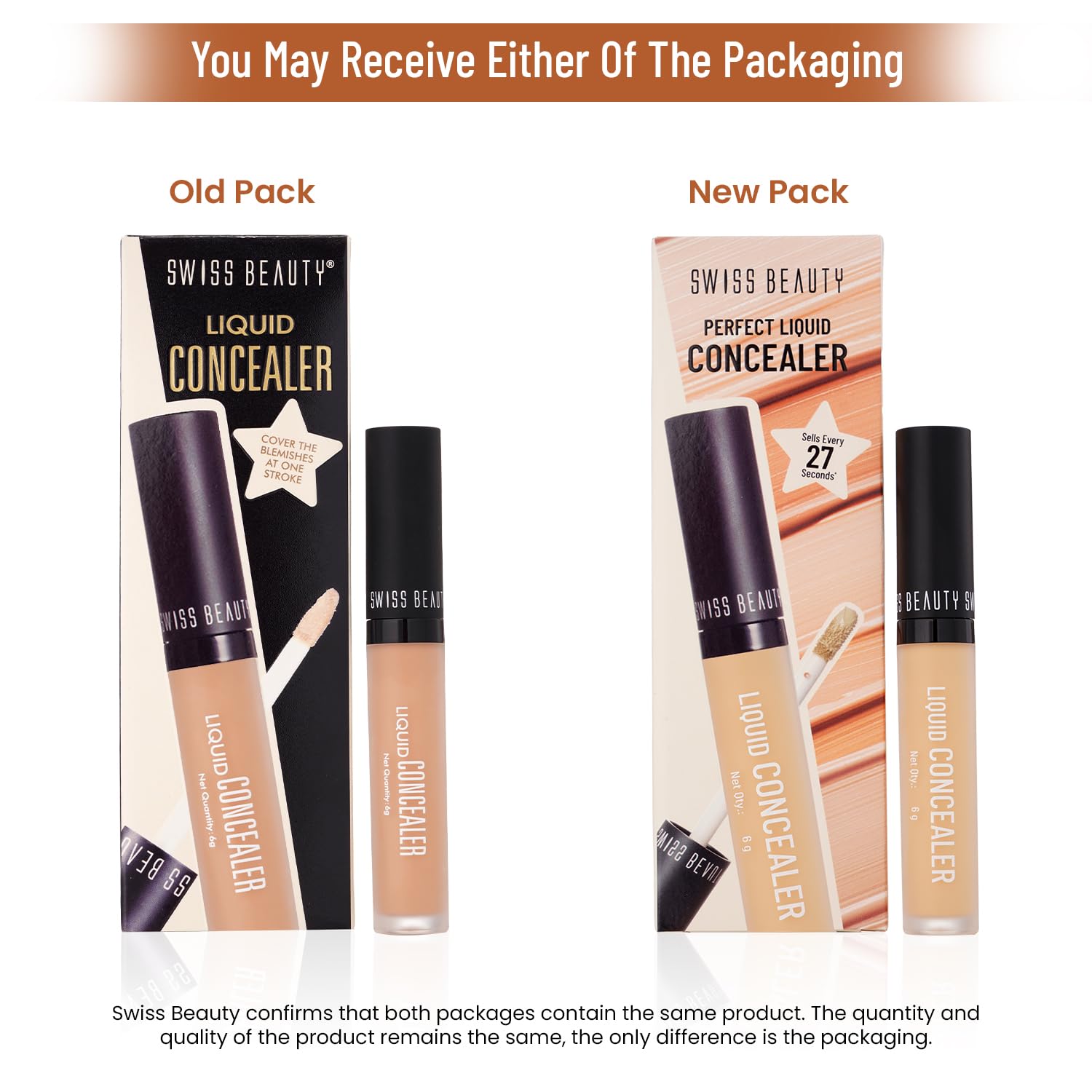 Swiss Beauty Liquid Light Weight Concealer With Full Coverage |Easily Blendable Concealer For Face Makeup With Matte Finish | Shade- Warm Honey, 6g