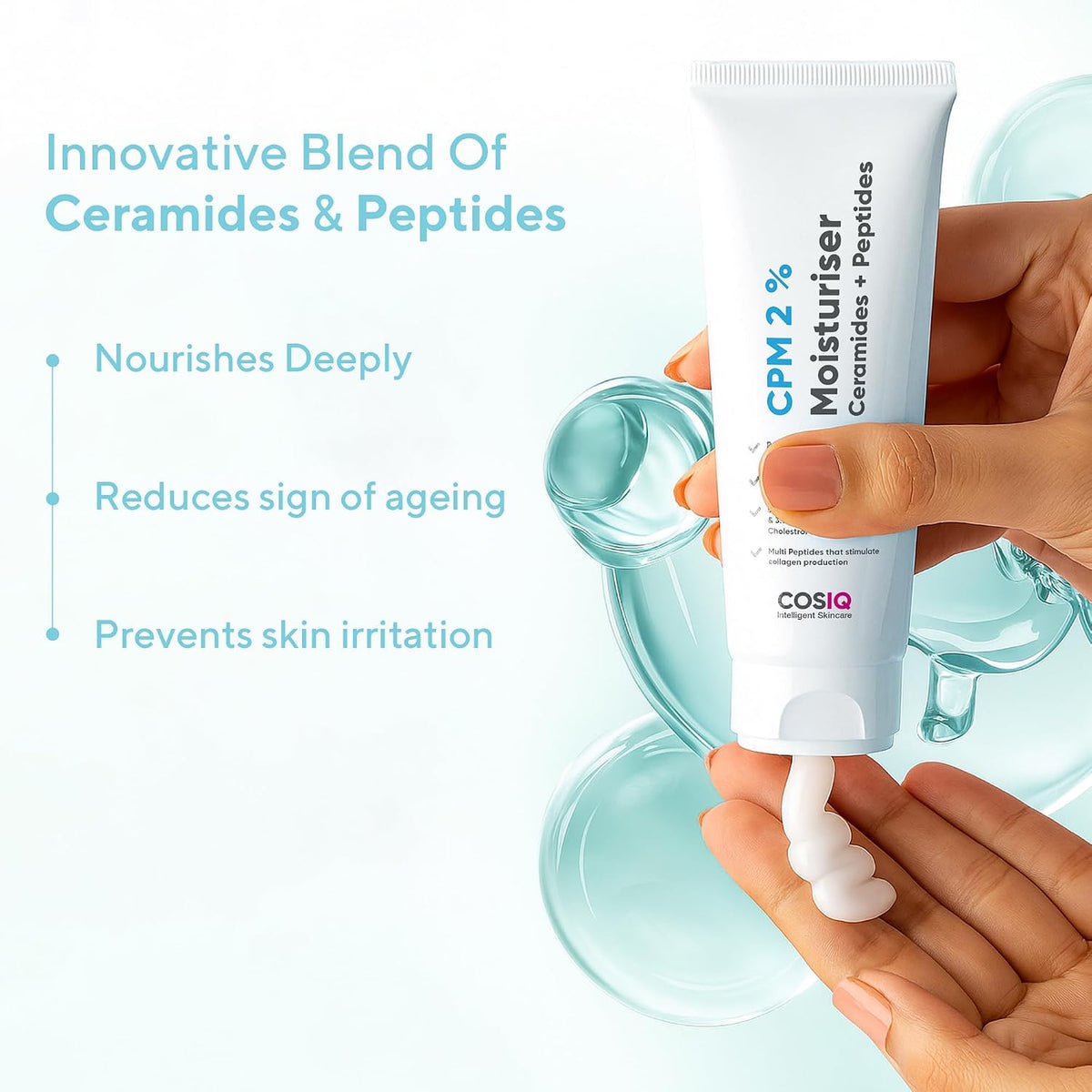 Cos-IQ 2% Ceramides Moisturizer with Peptides | Barrier Repair Cream, 100ml 100 ml (Pack of 1)