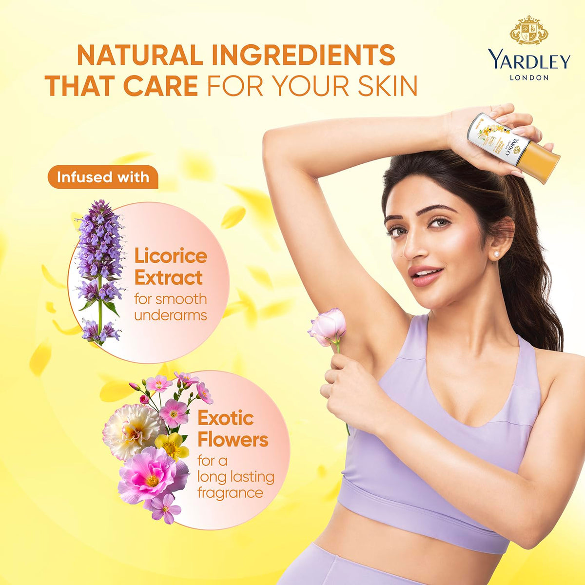 Yardley London English Blossom | Underarm Deodorant Roll On| With Licorirce Extract & Floral Extracts | Smooth & Eventoned Underarms | 72 H Long Lasting Floral
