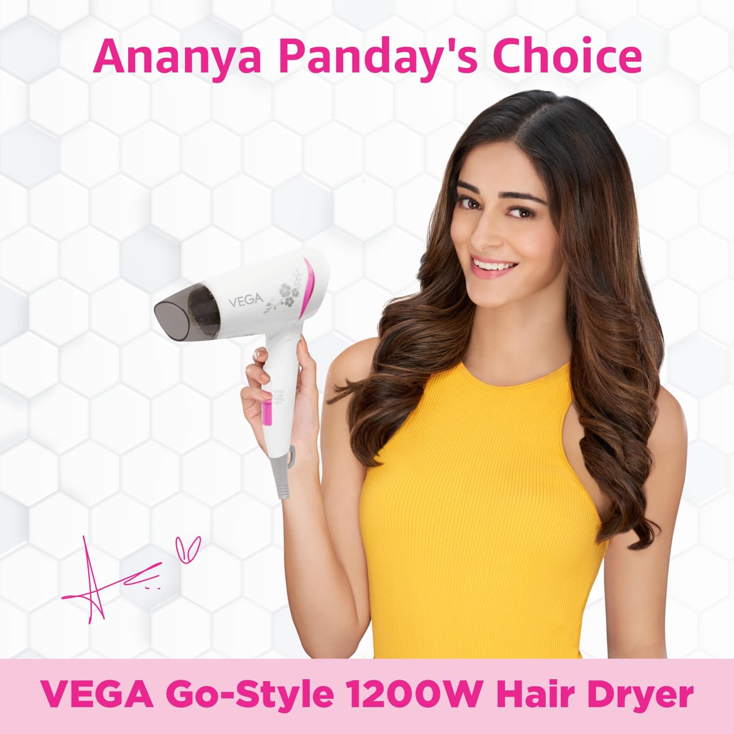 VEGA - 1200 Watts Go Style Foldable Hair Dryer With Heat & Cool Setting (VHDH-18)