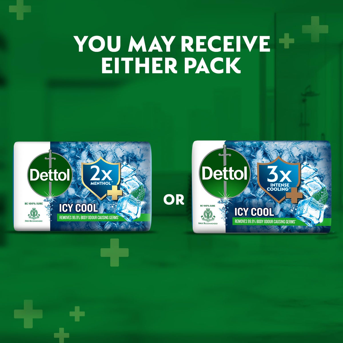 Dettol Icy Cool Bathing Soap Bar With 3x intense cooling (400gm), 100gm - Pack of 4 100 g (Pack of 4)