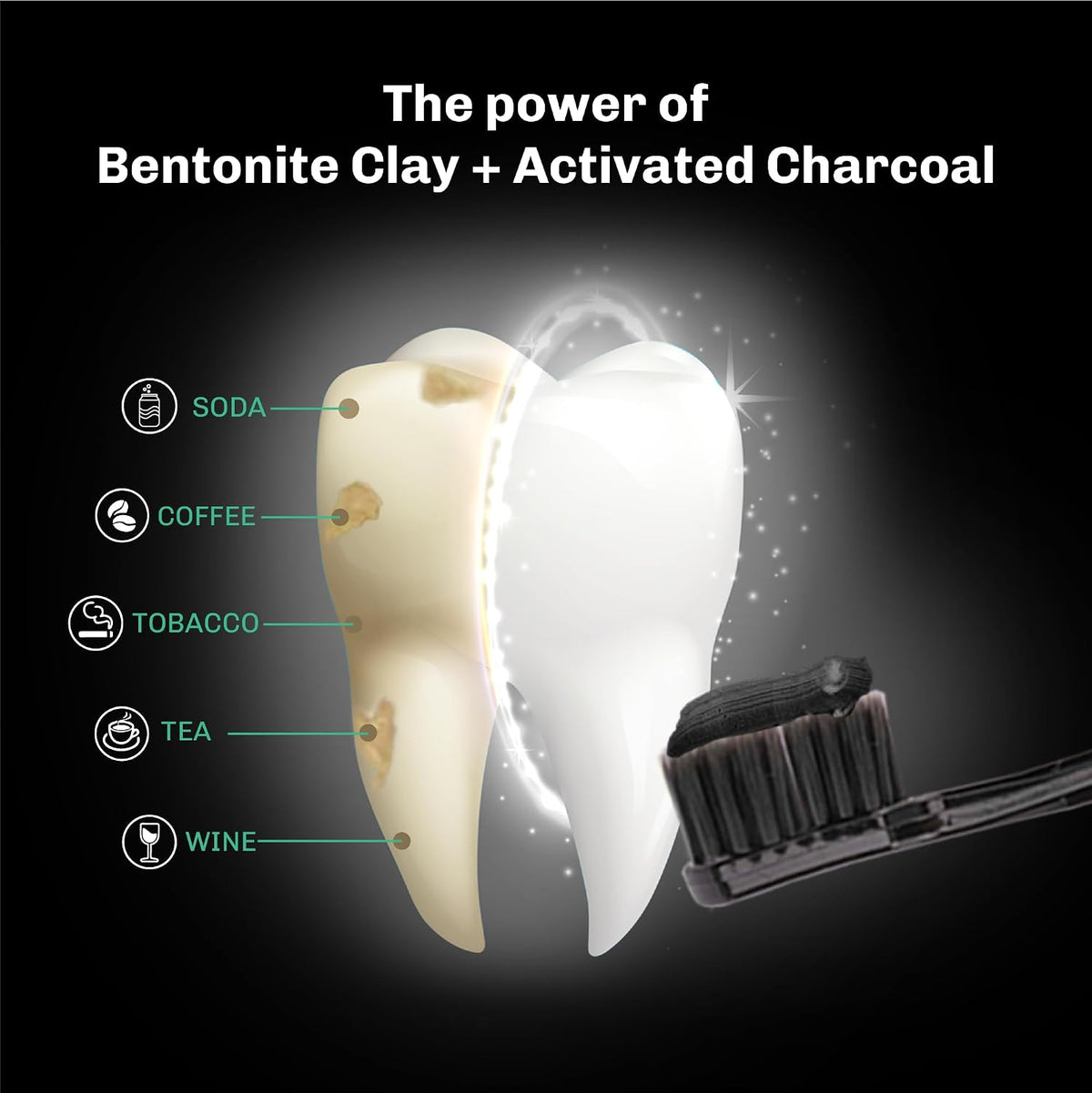 Bentodent Activated Charcoal Whitening Toothpaste With A Soft (Bio Black/or Bio White) Biodegradable Toothbrush, SLS and Fluoride Free, Safe and Certified,Pack