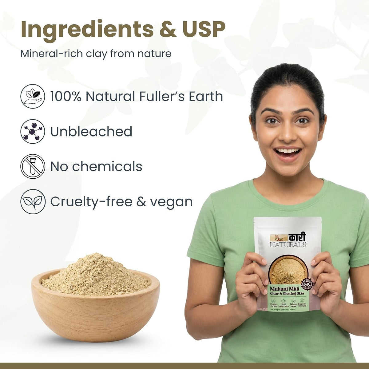 Multani Mitti Powder (Pack of 3 x 200 Grams) | Cleanses Face & Scalp, instant face glow, tightens pores, brightens tone & removes dead skin | 100% Pure & Organi