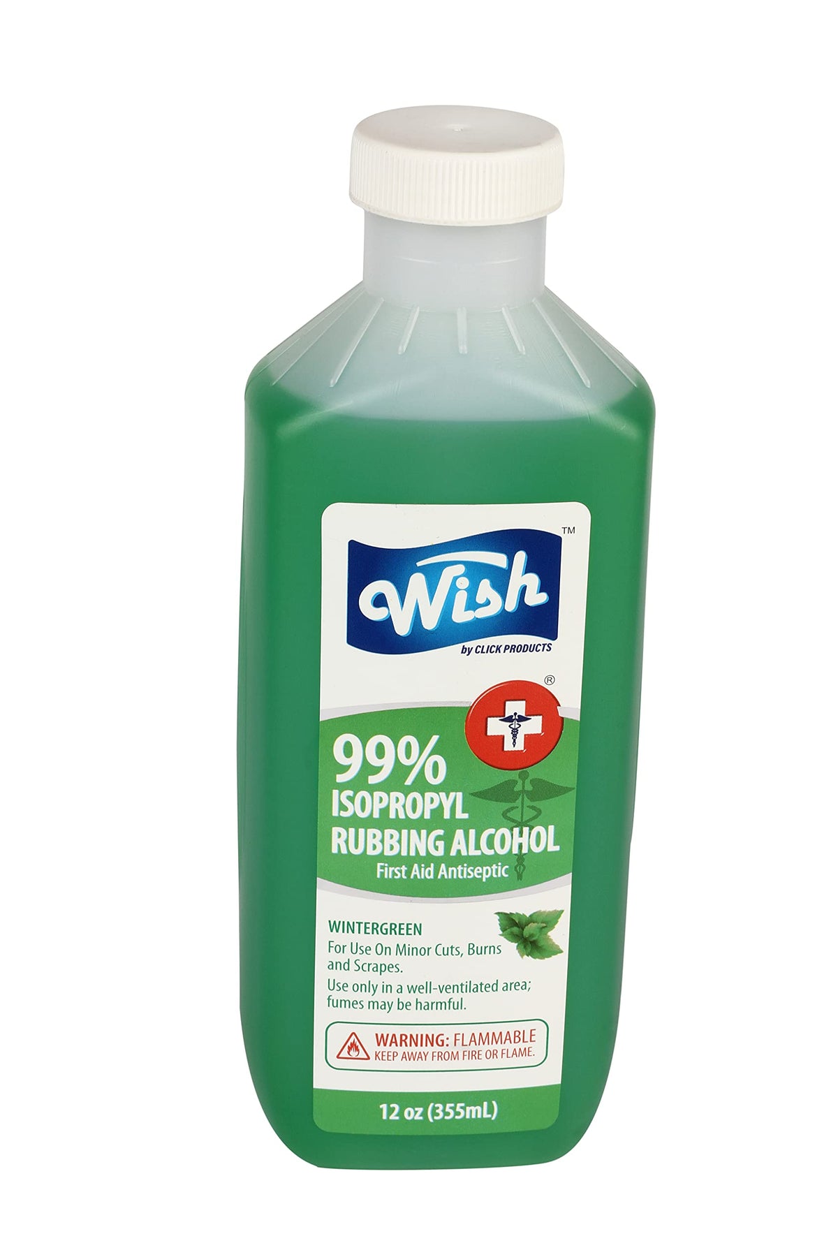 WISH (American Brand) Sanitizer 99% Iso Propyl Rubbing Alcohol with Wintergreen Oil, No artificial colour, 355 ml. Anti Germ Disinfectant. Good cleaning agent f