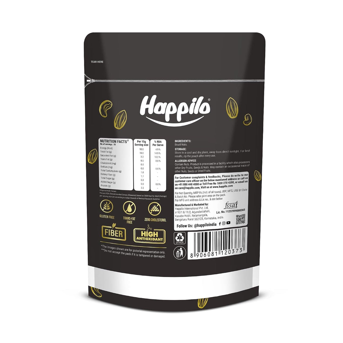 Happilo Premium International Exotic Dried Brazil Nuts 150g Amazon/Brazilian Nut without Shell, Healthy Crunchy Protein Snack, 150 g (Pack of 1)