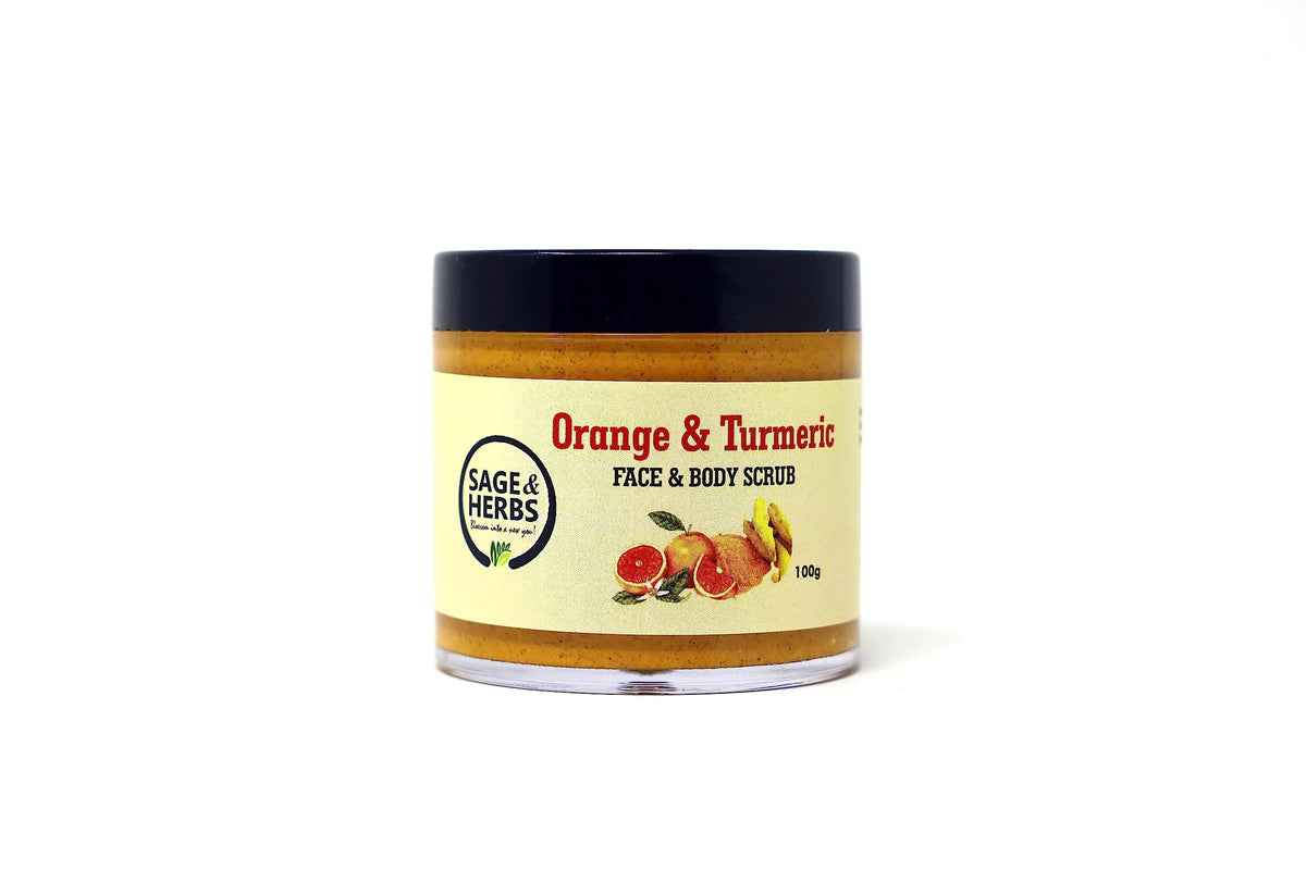 Sage & Herbs Orange & Turmeric Face & Body Scrub || For Glowing Skin, Hydrates Skin, Clear Pigmentation, Remove Dead Skin Cells & Radiant Complexion | All Skin