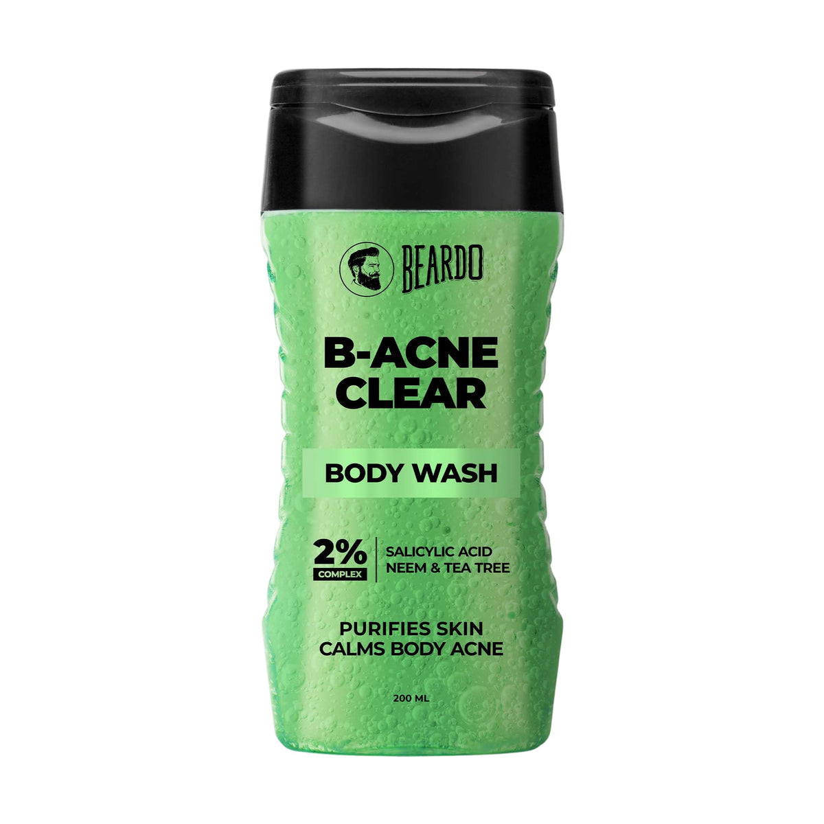 Beardo Body Acne Clear Body Wash for Men 200 ml | With Neem, Tea Tree and Salicylic Acid | Clean Clear Skin | For Body Acne and Skin Purification | B-acne Bodyw