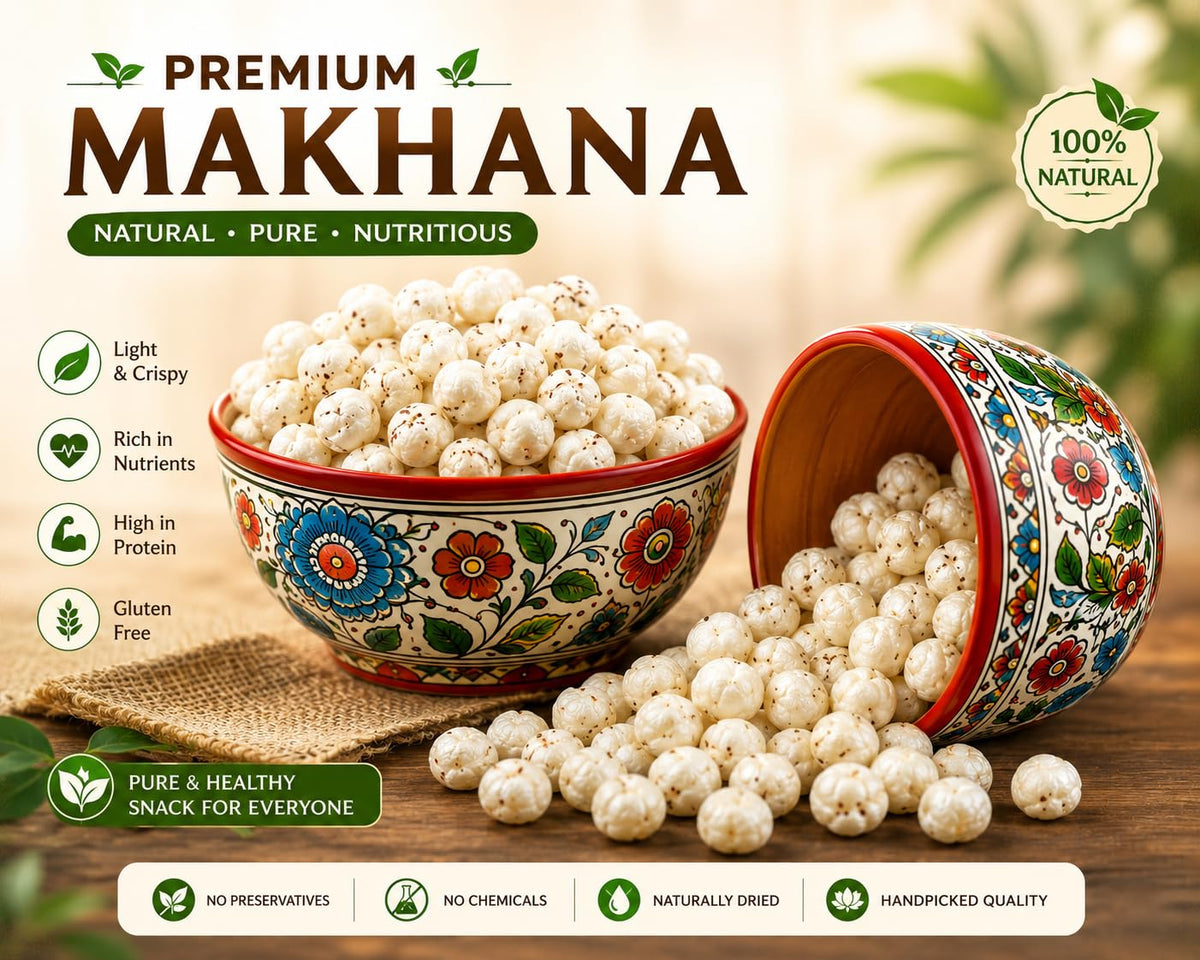 Mithila Organic Makhana Fox Nuts and Lotus Seeds Big Size Phool Makhana 100g