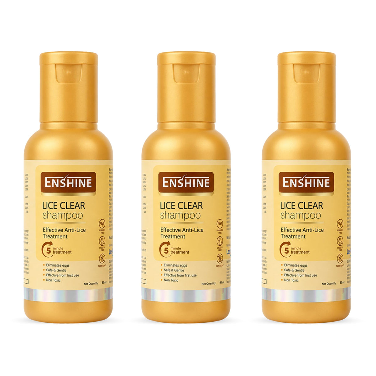 Enshine Lice-Clear Shampoo | With Neem Oil, Tulsi & Sitaphal Oil | Effectively Removes Lice & Nits | Gentle Formula for Regular Use | Safe for Kids & Adults Pac