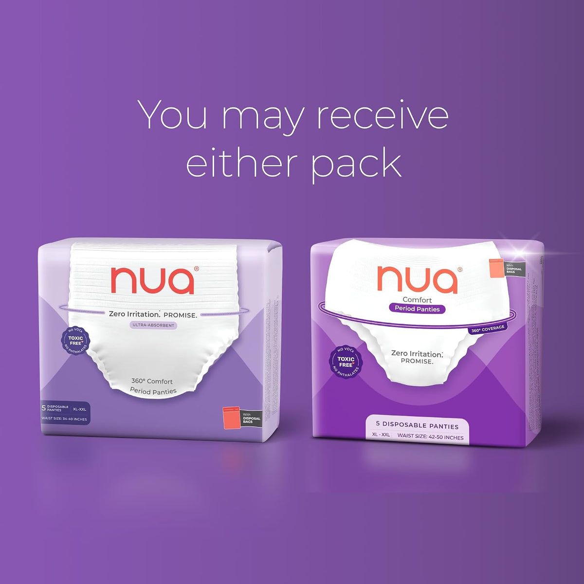 Nua Comfort Period Panties (XL-XXL) | Pack of 5 | Disposable | 360° Coverage | Zero Irritation | 4X Comfort | for Heavy Flow | No rashes | Leakproof | Seamless