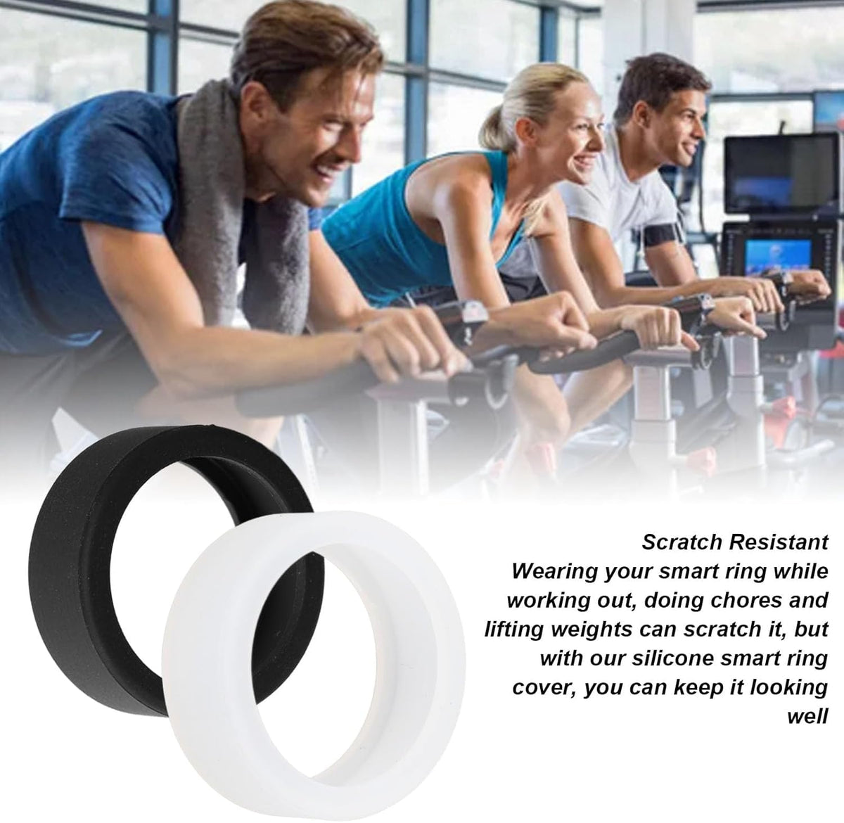 OJOS Silicone Ring Cover Compatible with Oura Ring Gen 3/ Gabit Ring, Round Ring Case Elastic Ring Protection Smart Ring Protector Sleeve Accessories (White, Sm
