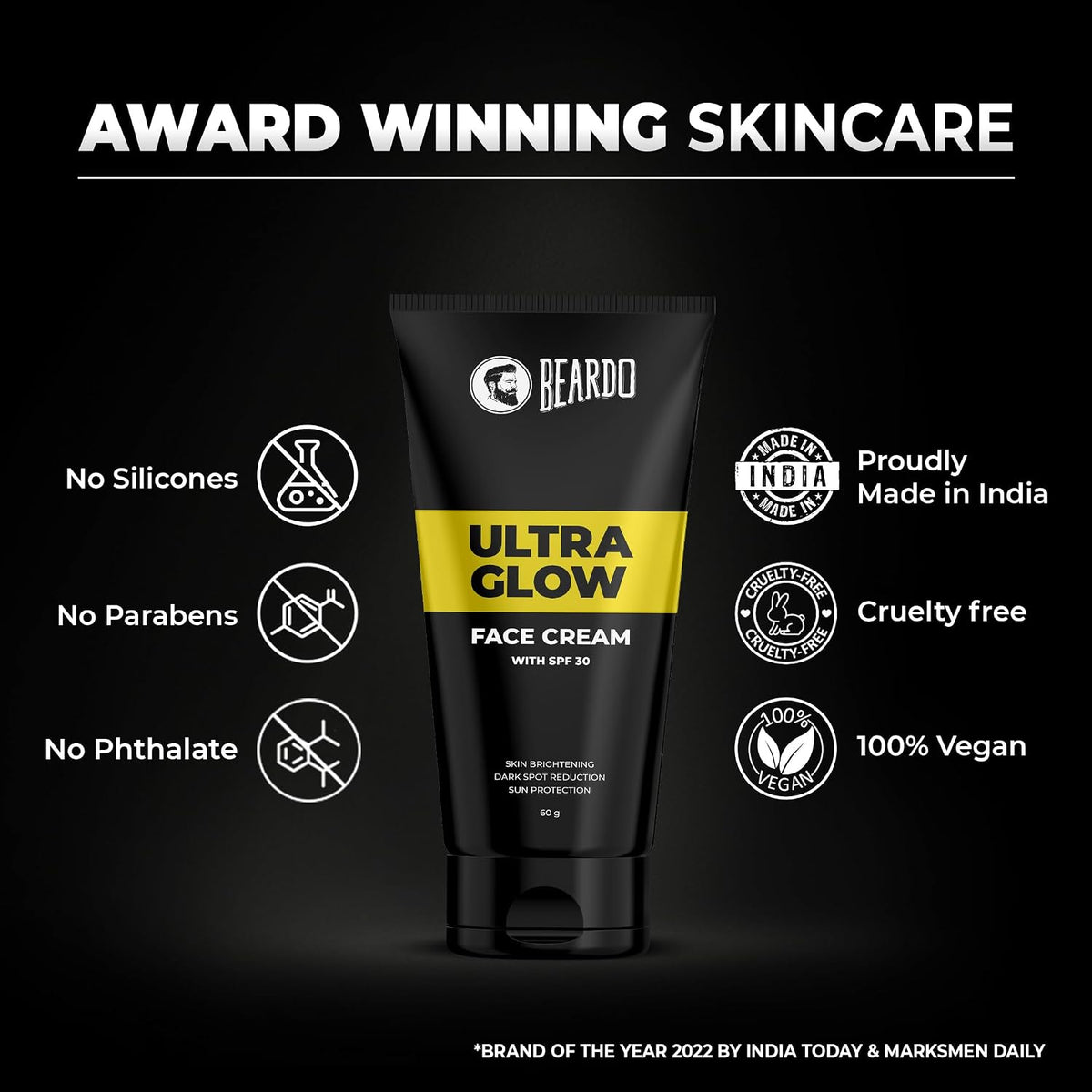 Beardo Ultraglow All in One Face Cream For Men with SPF 30, 60g | Aloe Vera With Vitamin E for Skin Brightening & Dark Spots Reduction Beardo Face cream