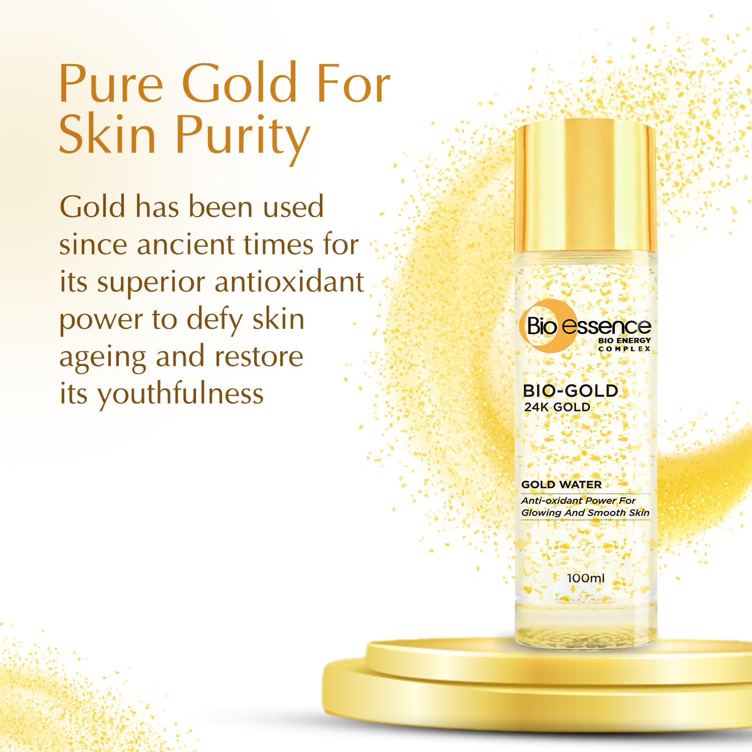Bio-essence 24K Gold Face Toner – Pore Tightening, with Niacinamide, Hyaluronic Acid, Peptides & Antioxidants – Anti-Ageing, For All Skin Types, 100ml