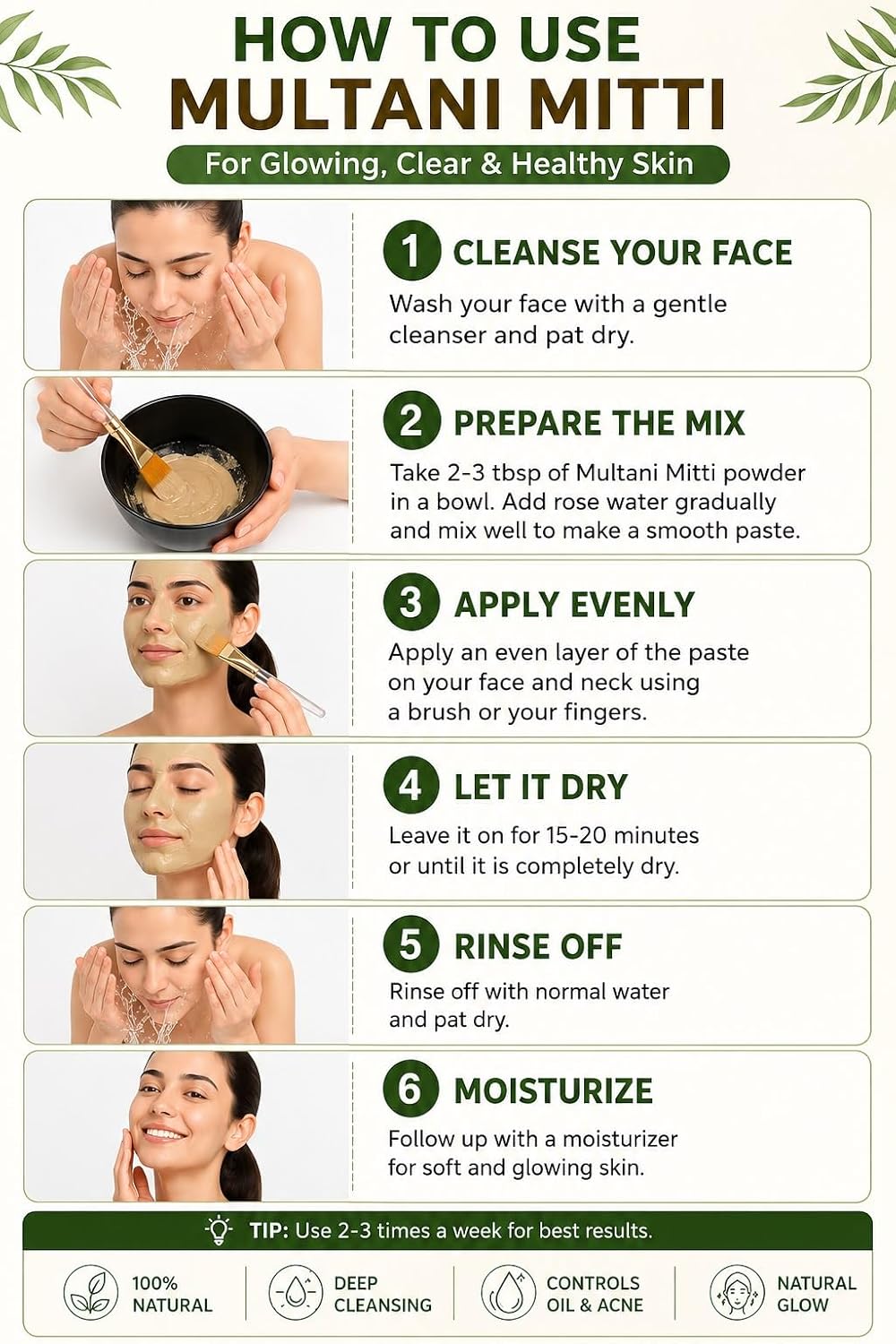 Multani Mitti Powder for Skin and Hair | Multani Mitti with Bowl and Brush | Natural Fullers Earth Face Pack for Oily & Acne Prone Skin 400g
