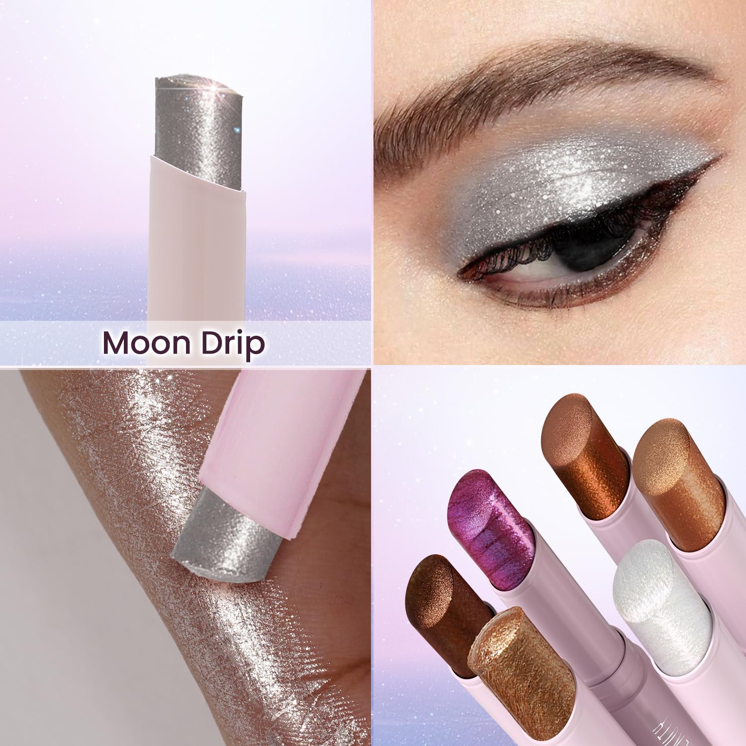 Swiss Beauty Jelly Verse Eyeshadow Glow Stick | Rich Colour Payoff | Crease-Proof | Sparkling Shine | 6 Stellar Shades | Shade- 4. Moon Drip, 3g