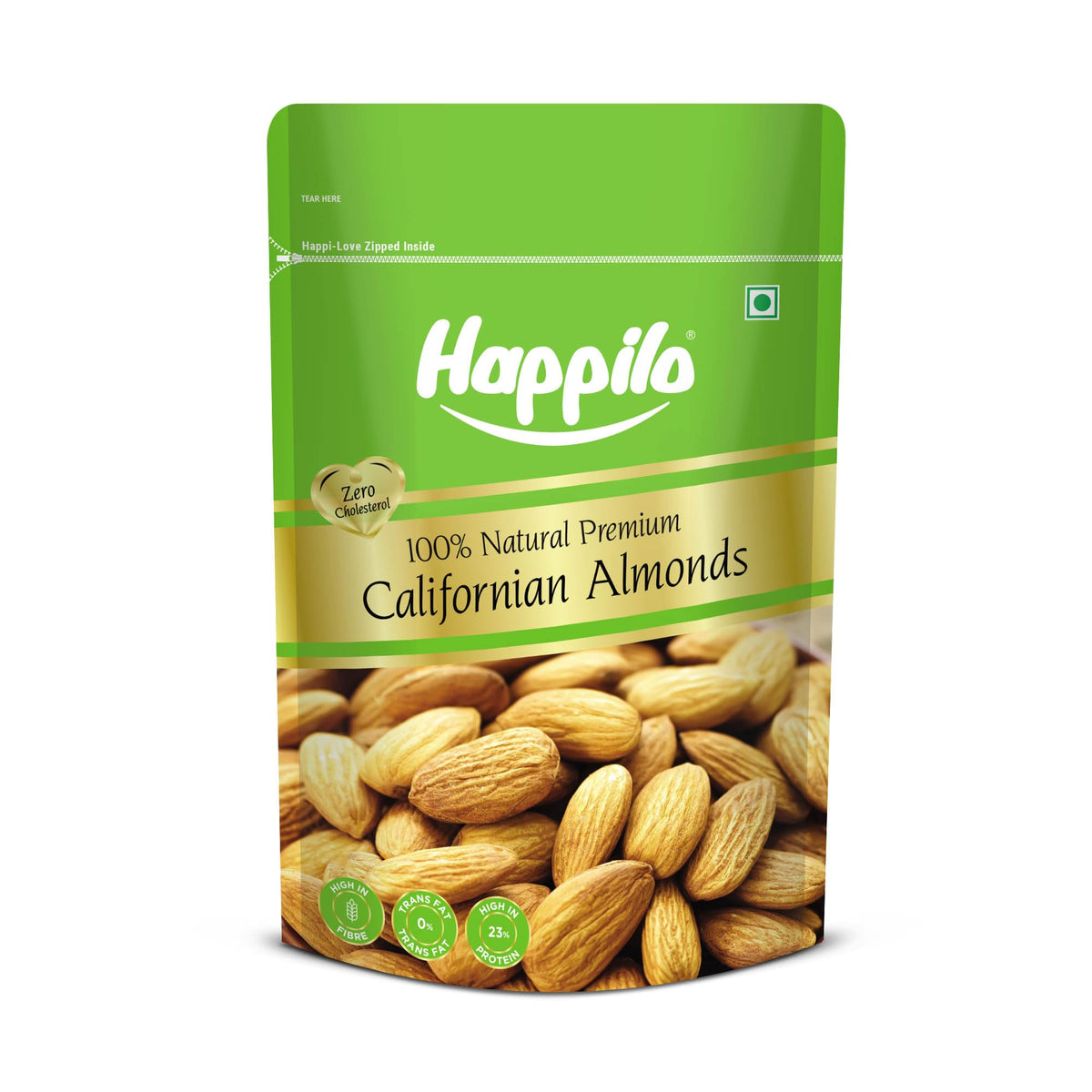 Happilo Premium Natural Californian Almonds 200g | Badam Giri, Healthy Snacks, Dry Fruits | Crunchy Nuts | High in Fiber | Rich in Protein | Magnesium | Phospho