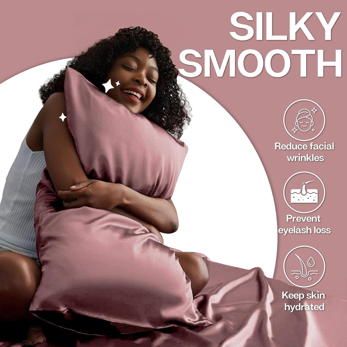 SKVM Satin Silk Pillow Covers Set of 2 for Hair and Skin scrunchies Set for Women 3-Pieces Pillowcase Soft Breathable Smooth Sleeping Envelope Closure Cover Bed