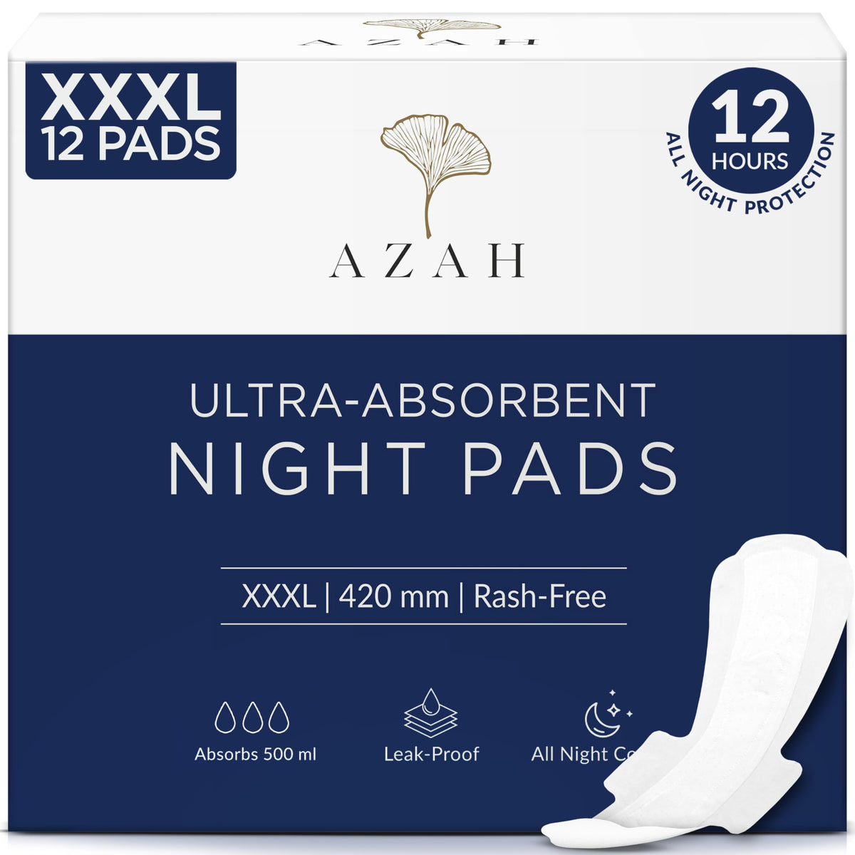 AZAH XXXL Sanitary Pads for Women for Heavy Flow | Pack of 12 Box of 12