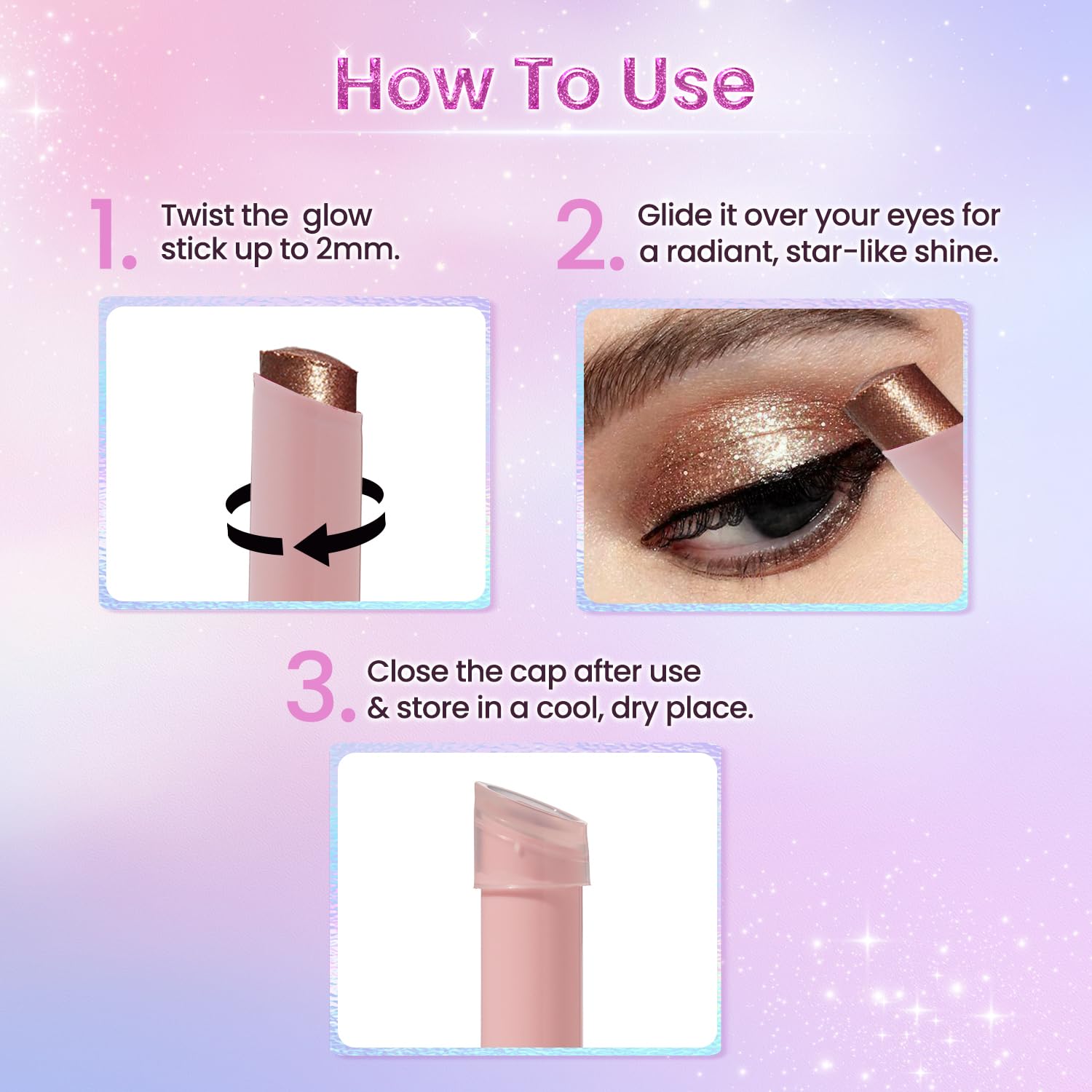 Swiss Beauty Jelly Verse Eyeshadow Glow Stick | Rich Colour Payoff | Crease-Proof | Sparkling Shine | 6 Stellar Shades | Shade- 1. Star Shower, 3g