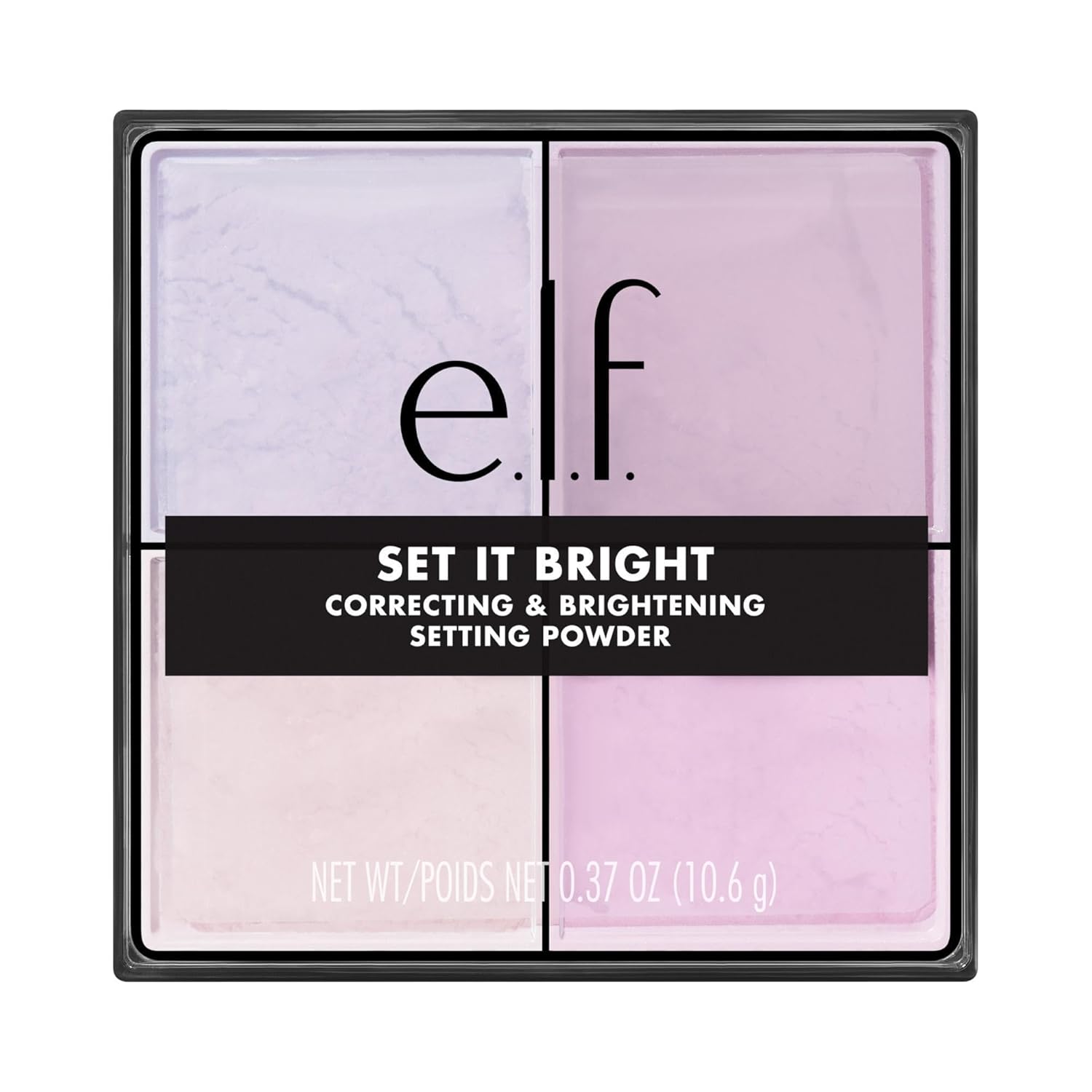 e.l.f. Set it Bright Powder Quad, Brightening Loose Setting Powder, Bakes, Blurs & Sets for Soft-Matte Radiance, Velvet Puff Included, Vegan & Cruelty-Free, Lilac Haze (Fair-Tan)