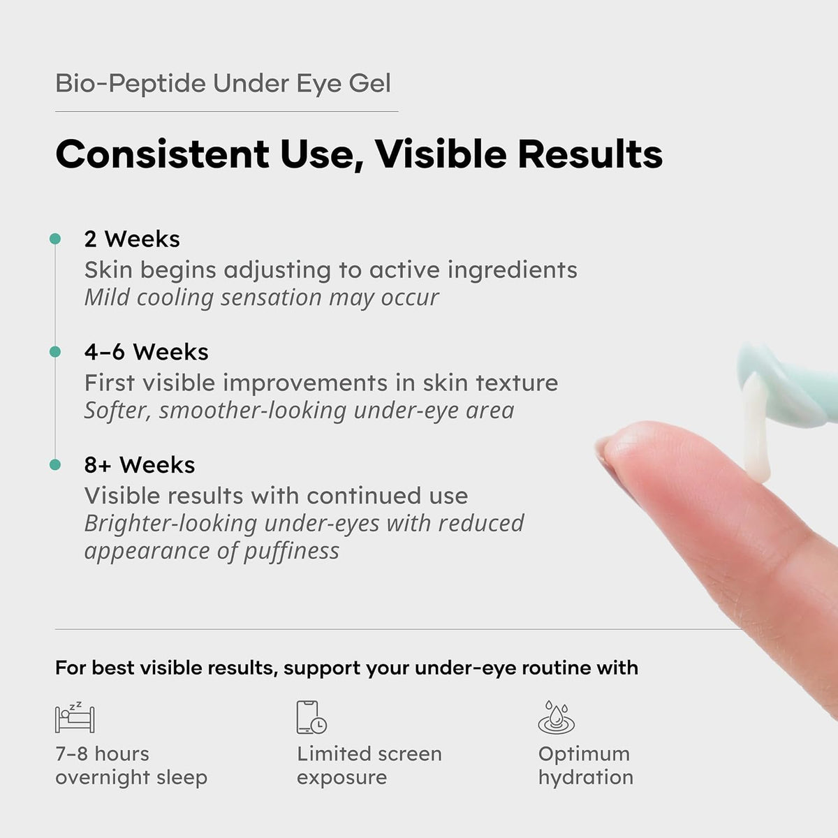 Cureskin Bio-Peptide Under Eye Gel with Hyaluronic Acid, Vitamin K & Chrysin | Reduces Dark Circles, Puffiness & Fine Lines | Under Eye Cream for Women & Men |