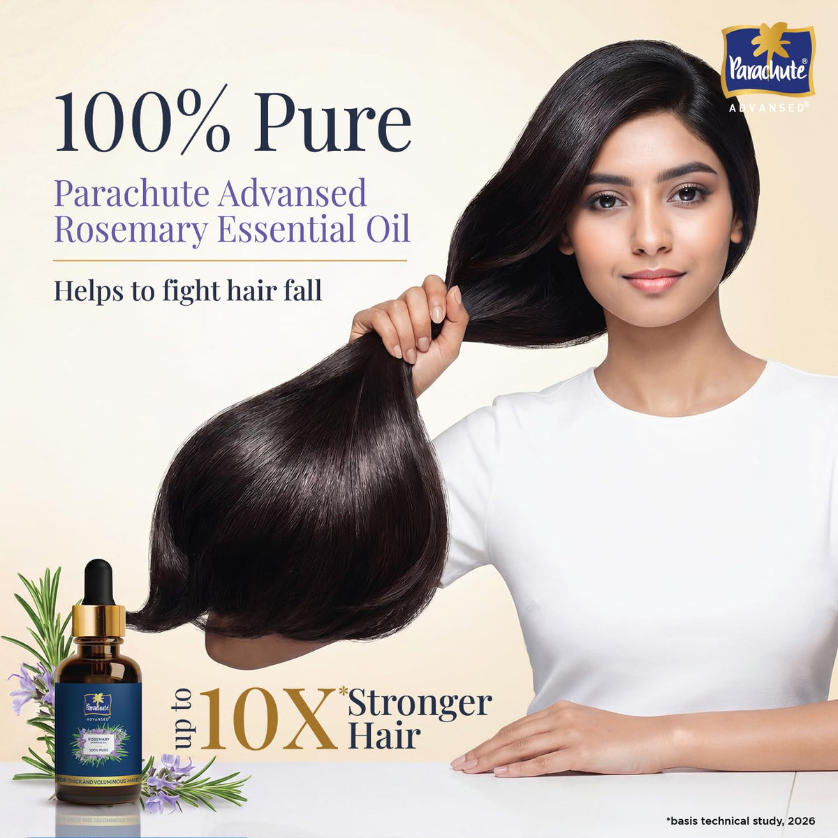 Parachute Advansed Rosemary Essential Oil | 100% Pure | Hair Growth & Hair Fall Control | Thick & Voluminous Hair | Moisturises dry hair, Reduces hair breakage,