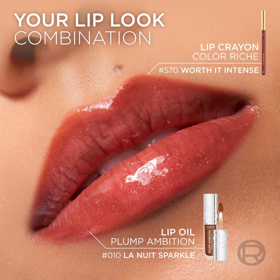 L’Oréal Paris Plump Ambition Hyaluron Lip Oil- 510 La Nuit Sparkle- Plumping Lip Oil, 5 ml